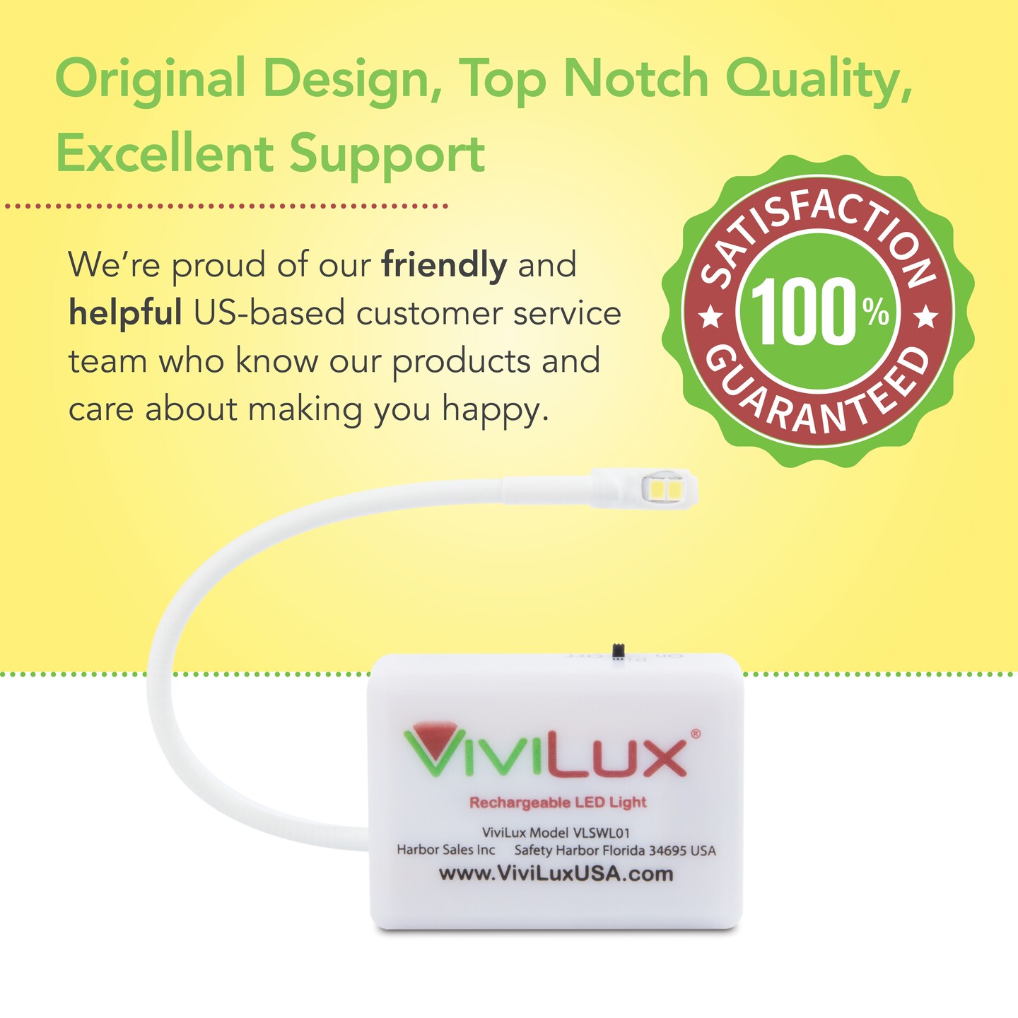 ViviLux LED Craft &#x26; Sewing Light Adjustable Task Light, 1200 Lumens, Rechargeable Battery, for Crafts and Hobbies, Mounts with Rare Earth Magnet