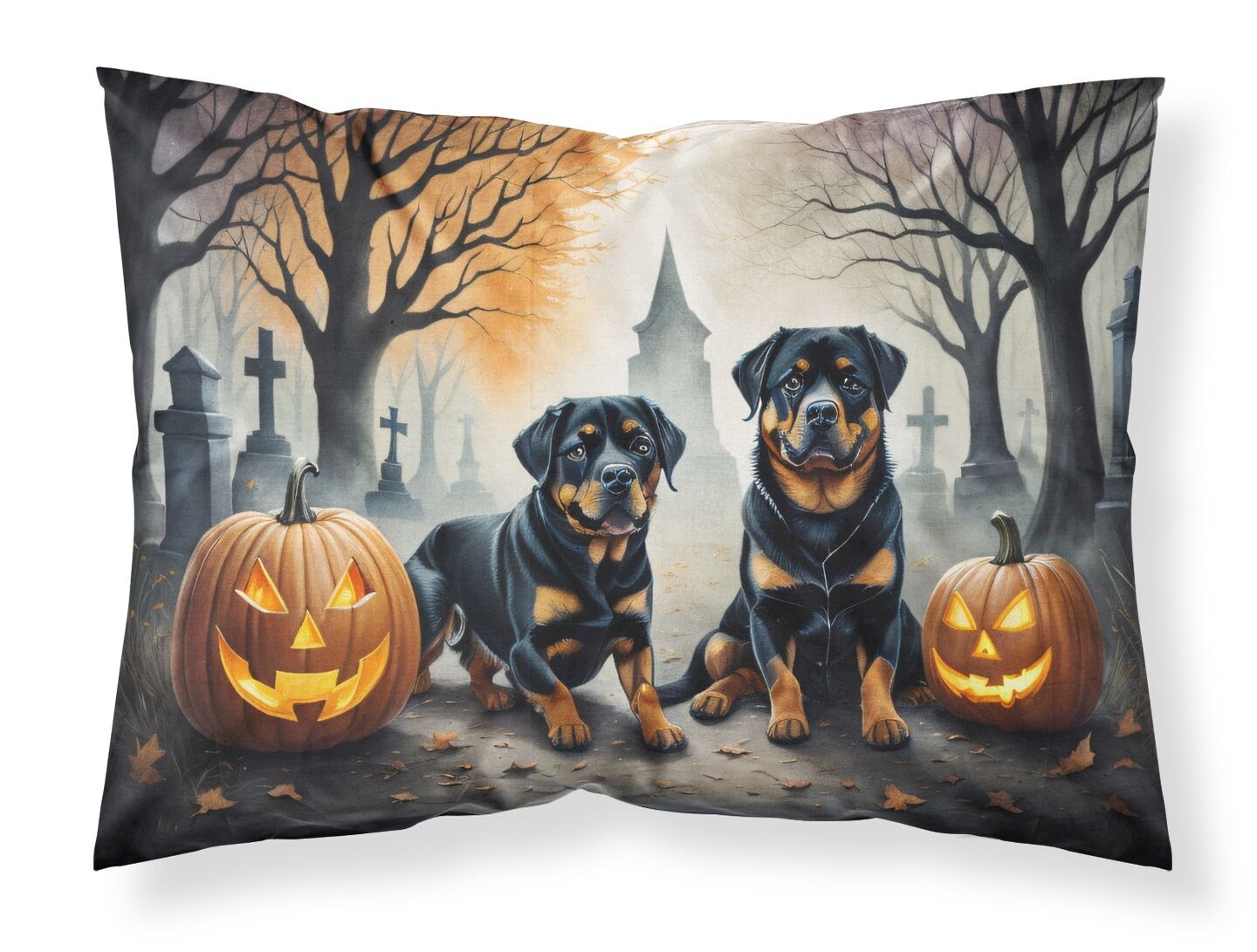 Rottweiler Spooky Halloween Standard Pillowcase Lightweight Decorative Artwork