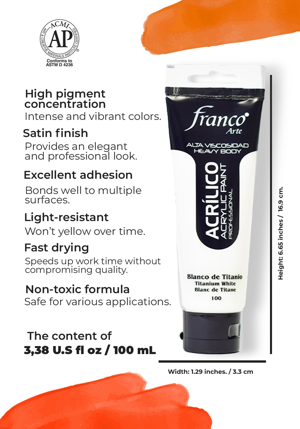 14100-100 Professional Acrylic Paint 3,38 U.S fl oz / Titanium White / Heavy Body