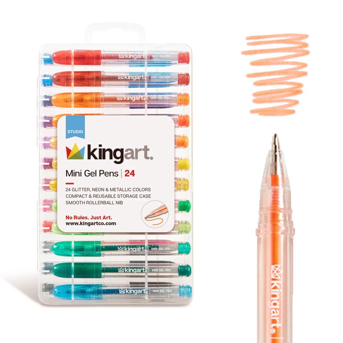 KINGART&#xAE; Mini Gel Pens, Neon, Metallic &#x26; Glitter, 24 Colors