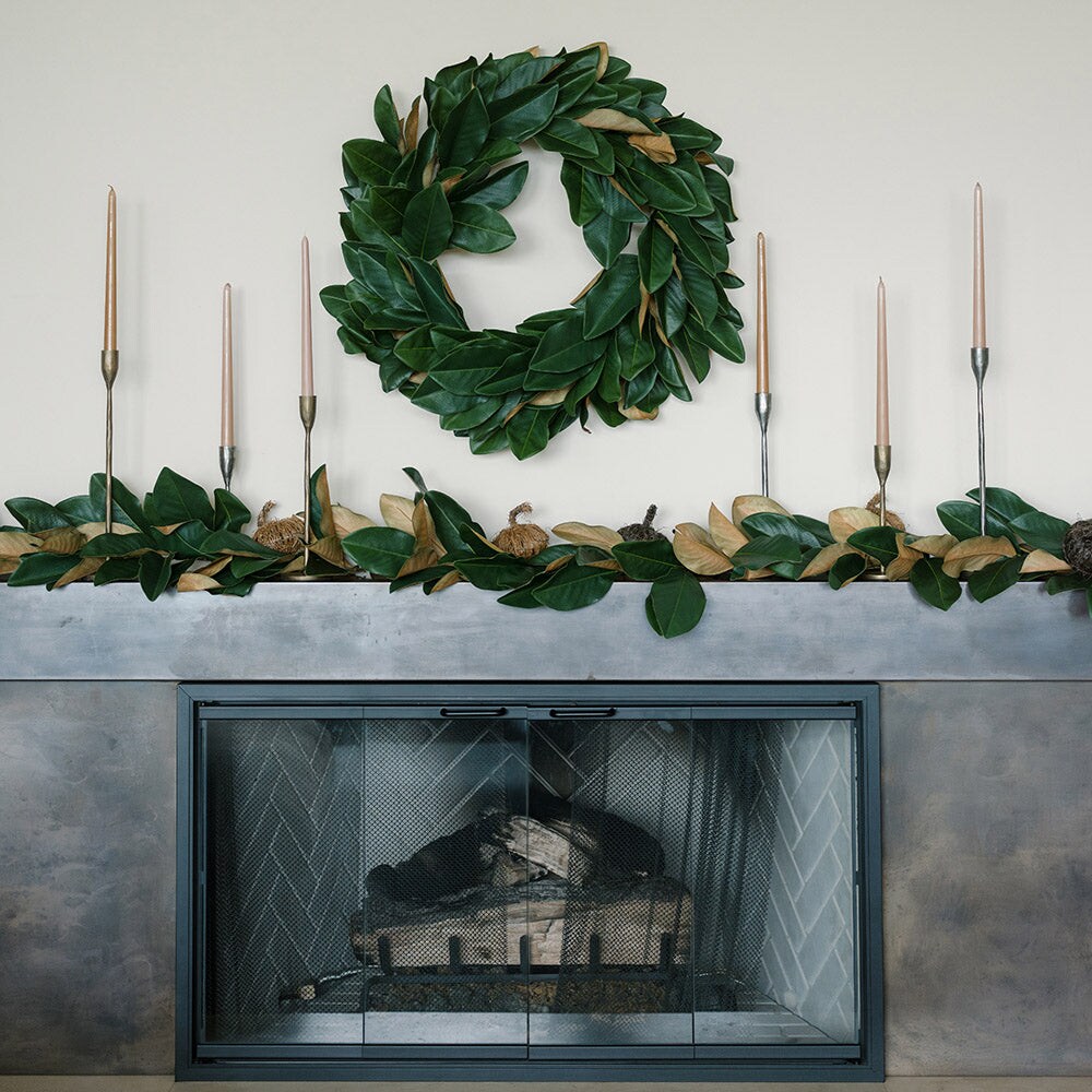 9&#x27; Faux Green Magnolia Leaf Garland