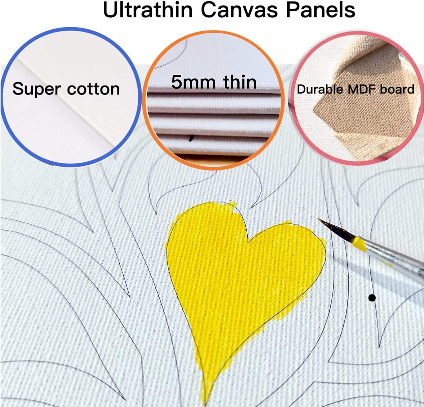 4 Pre-Stenciled Painting Canvas(Multi-colored)8 x 8 x 0.1 inches