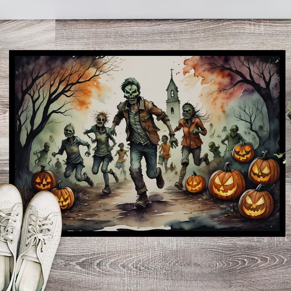 Edge Collections - 18" x 27" - Multicolor - Zombies Halloween Doormat Indoor Outdoor Rug - 1 Piece