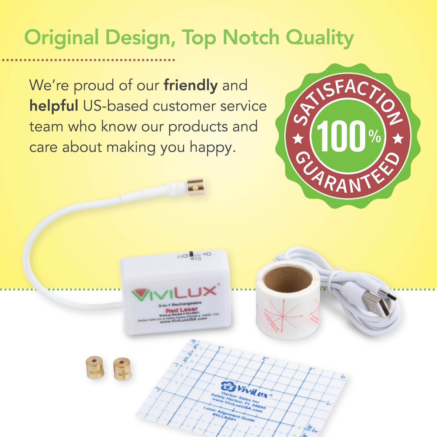 ViviLux 3-in-1 Rechargeable Red Laser System for Sewing & Quilting – Adjustable Line, Crosshair, and Dot Laser Heads, Improve Sewing Accuracy