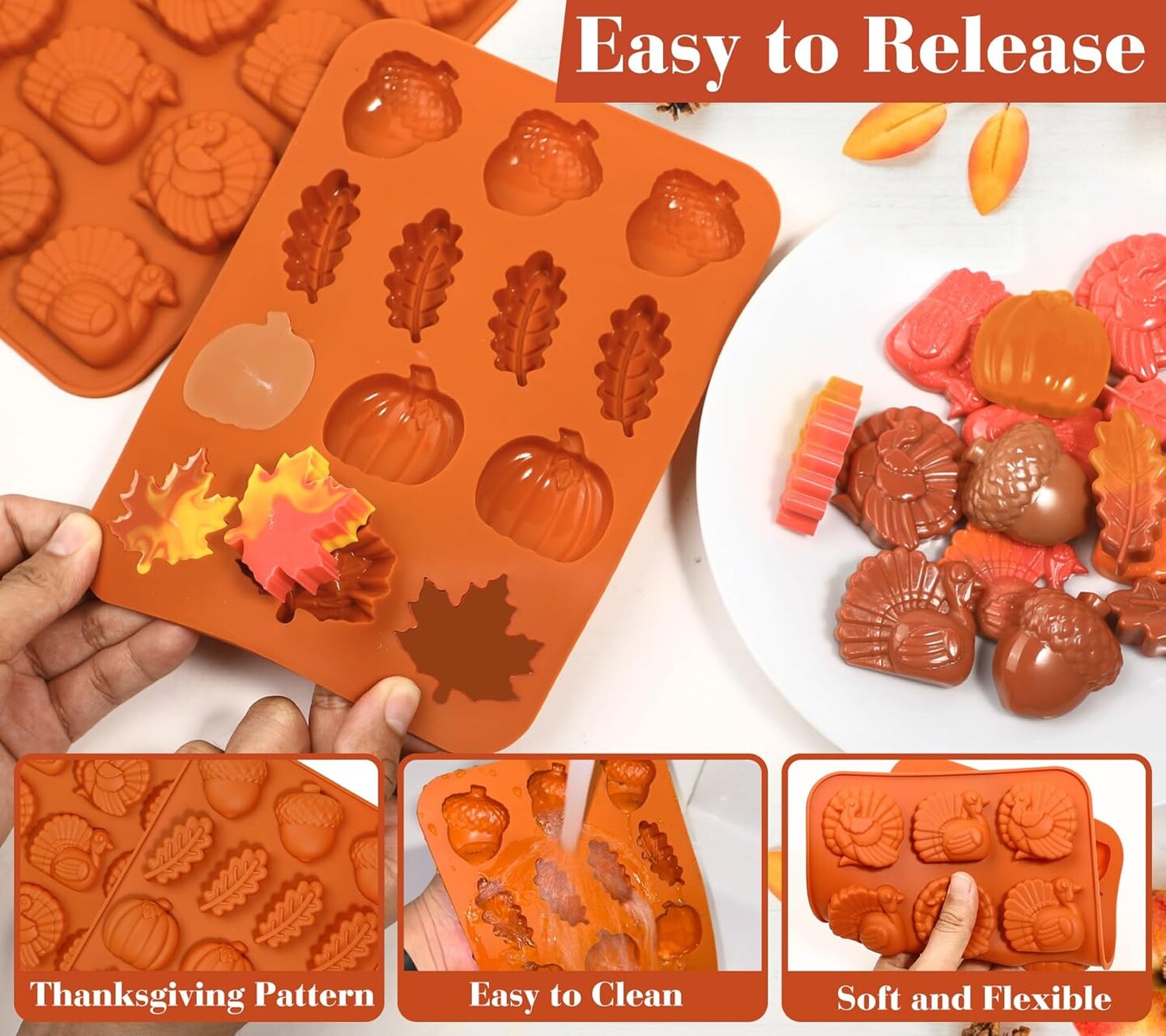 The Original Thanksgiving Silicone Molds with Turkey(Caramel)