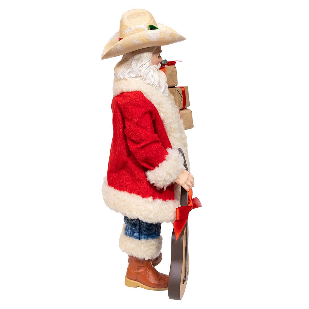 Kurt Adler 11-Inch Fabrich&#xE9; Western Santa with Guitar