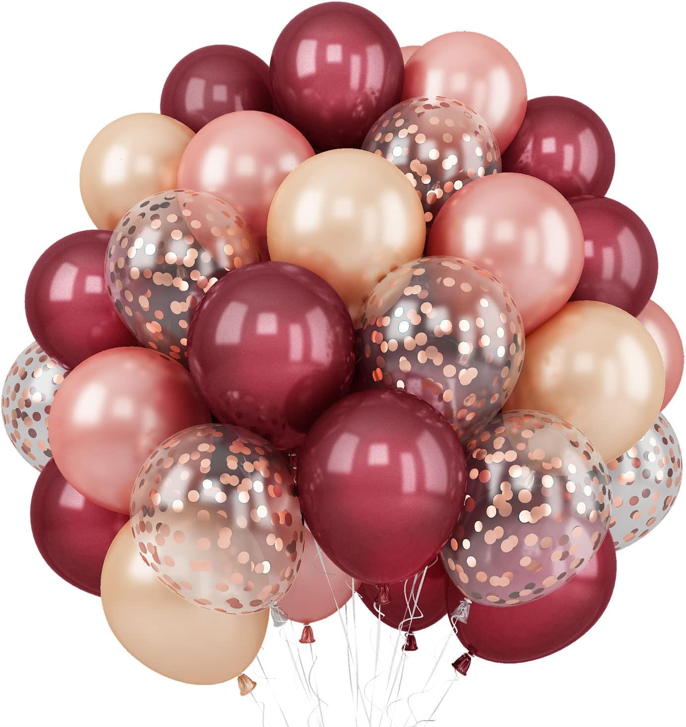 60 Packs 12 Inches Wine Red Champagne Latex Balloon(Burgundy Rose Gold)1.6 x 1.6 x 0.2 inches
