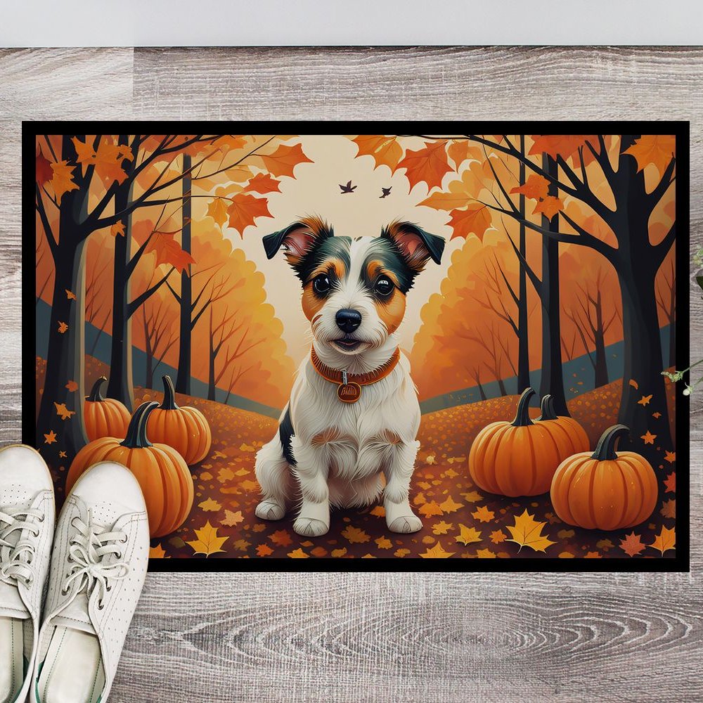 Edge Collections - 18&#x22; x 27&#x22; - Multicolor - Jack Russell Terrier Doormat Non Slip Washable - 1 Piece