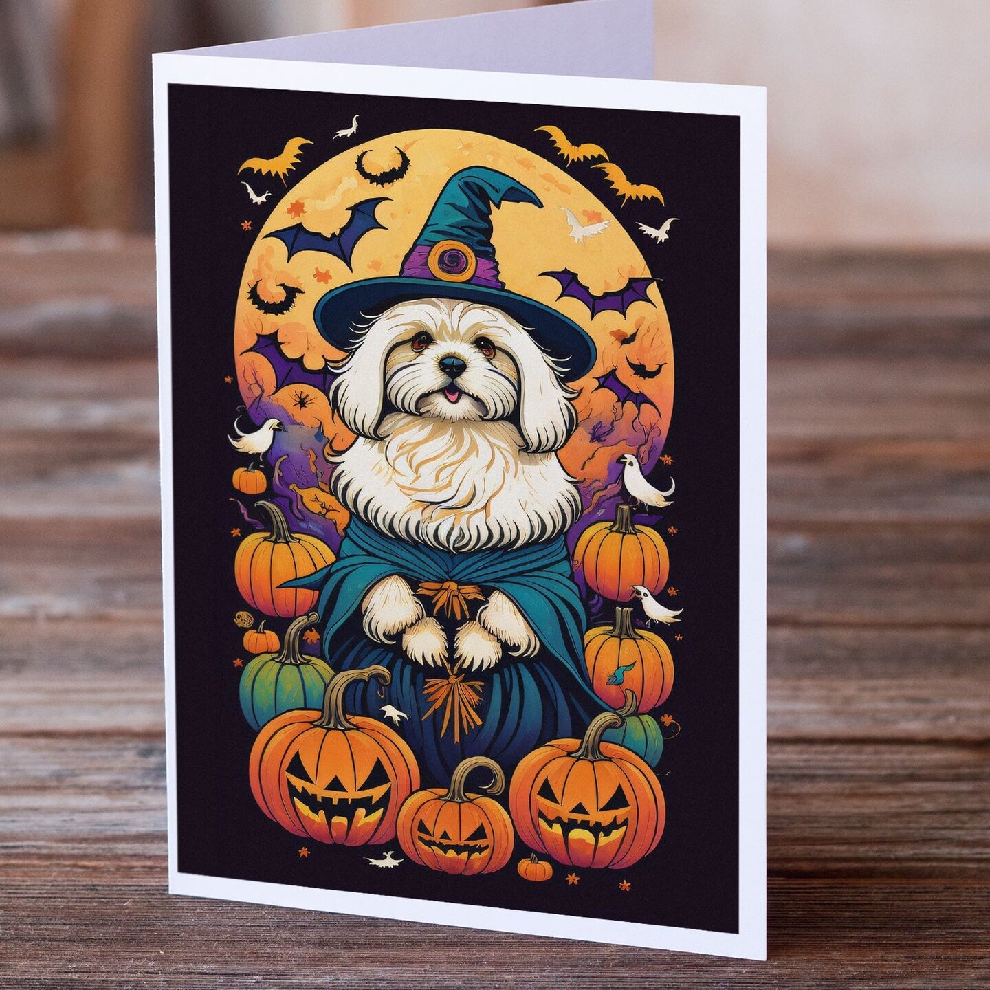 Edge Collections - 5" x 7" - Multicolor - Witchy Halloween Greeting Cards with Envelopes - 8 Pieces