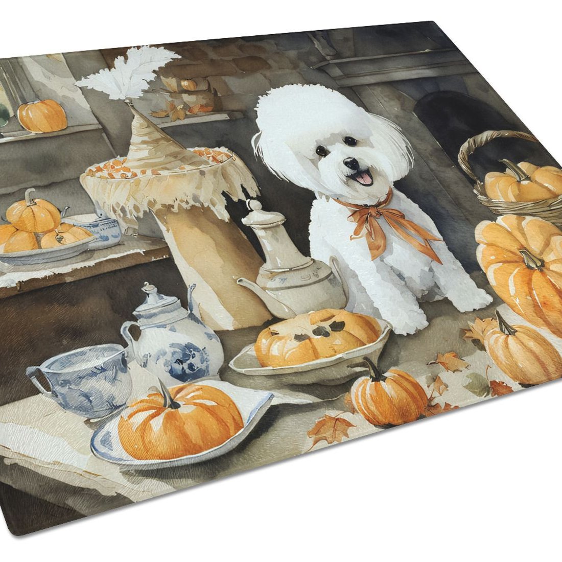 Starry Night Bichon Frise Canvas Flag - House Size, 28 x 40 in