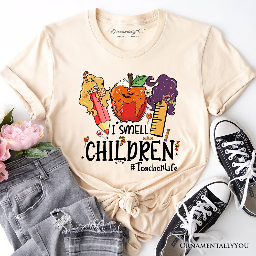 I Smell Children Witch Teacher Life T-Shirt, Back To School Halloween Tee