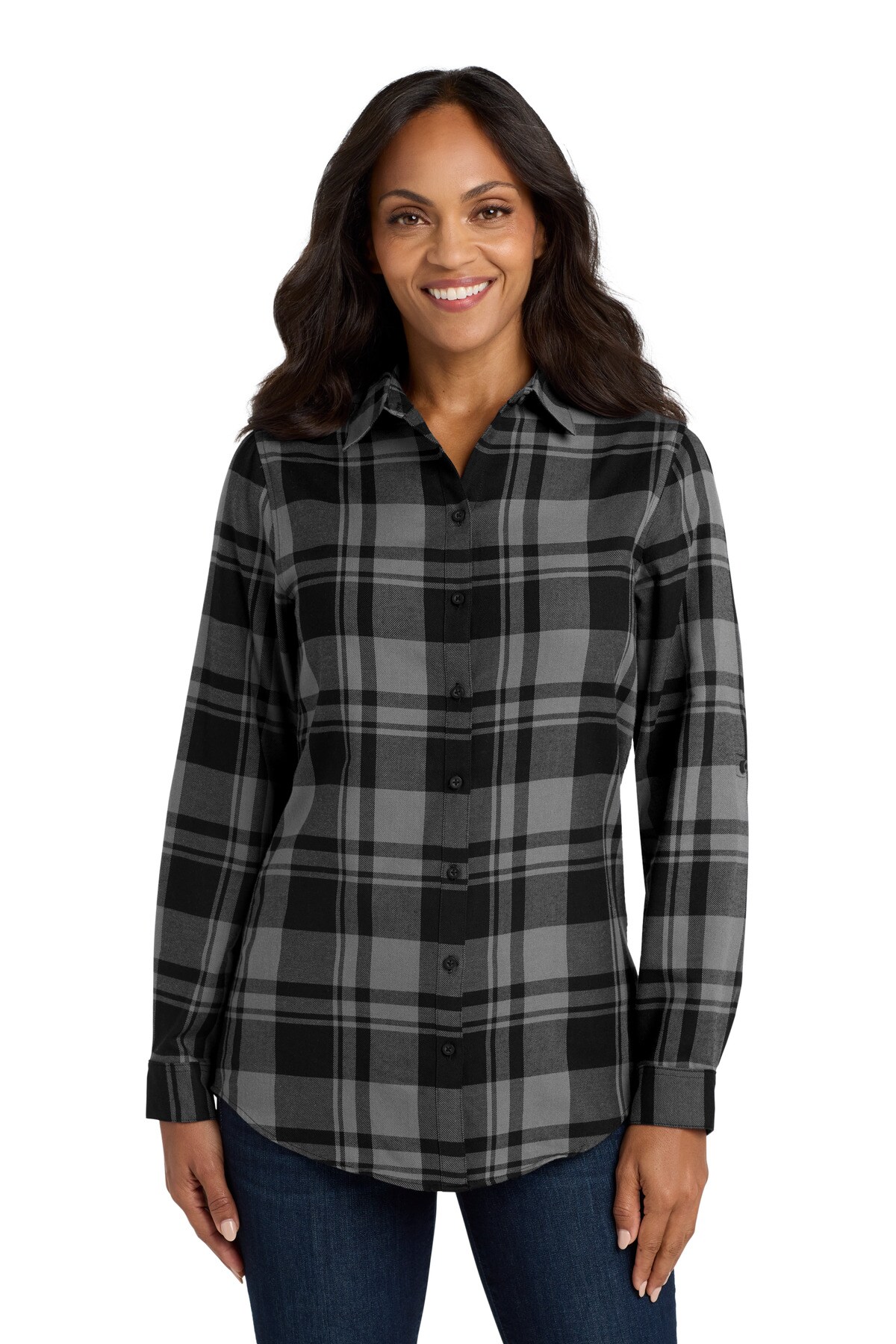 Port Authority&#xAE; Plaid Tunic Flannel Shirt Women