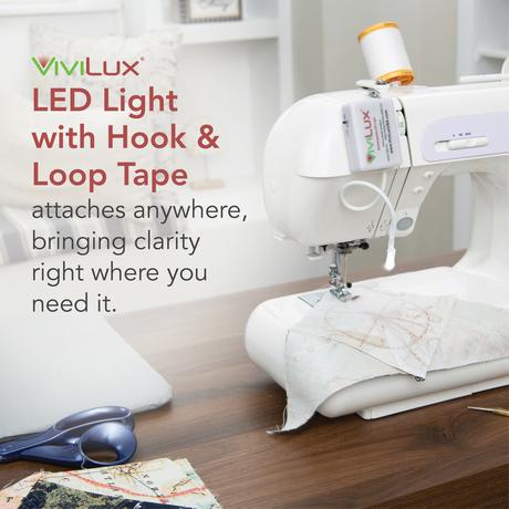 ViviLux LED Craft &#x26; Sewing Light Adjustable Task Light, 1200 Lumens, Rechargeable Battery, for Crafts and Hobbies, Mounts with Rare Earth Magnet