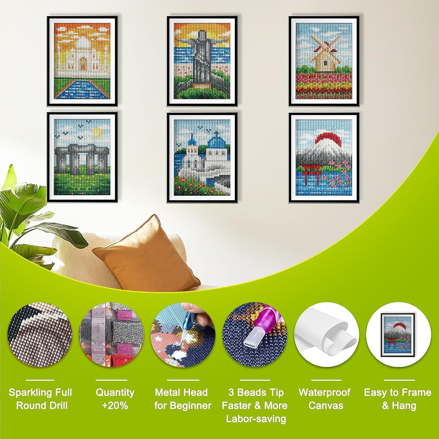 12-Piece Diamond Painting Kit for Adults – 5D Cat, Ghost & Pumpkin DIY Full Drill Gem Art with Accessories, Home Wall Décor & Gift