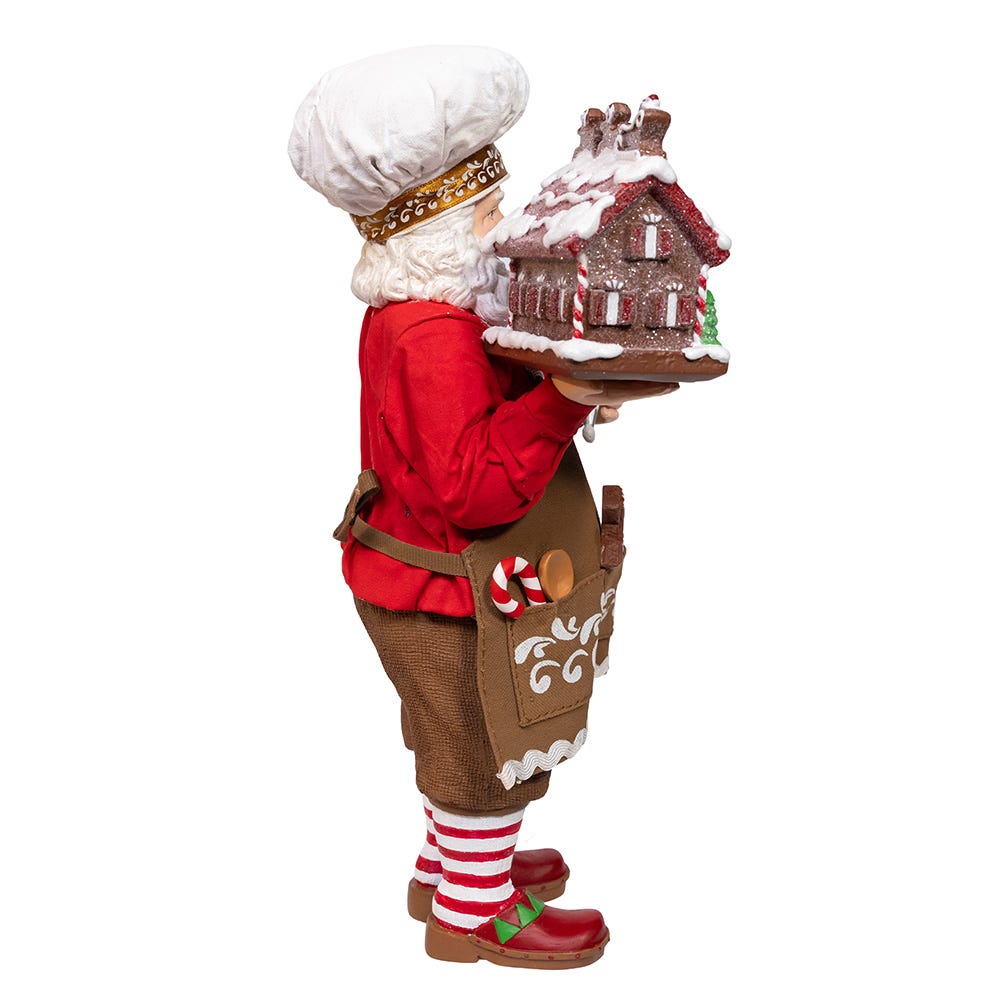 Kurt Adler 10.5-Inch Fabriché Chef Santa Decorating Gingerbread House