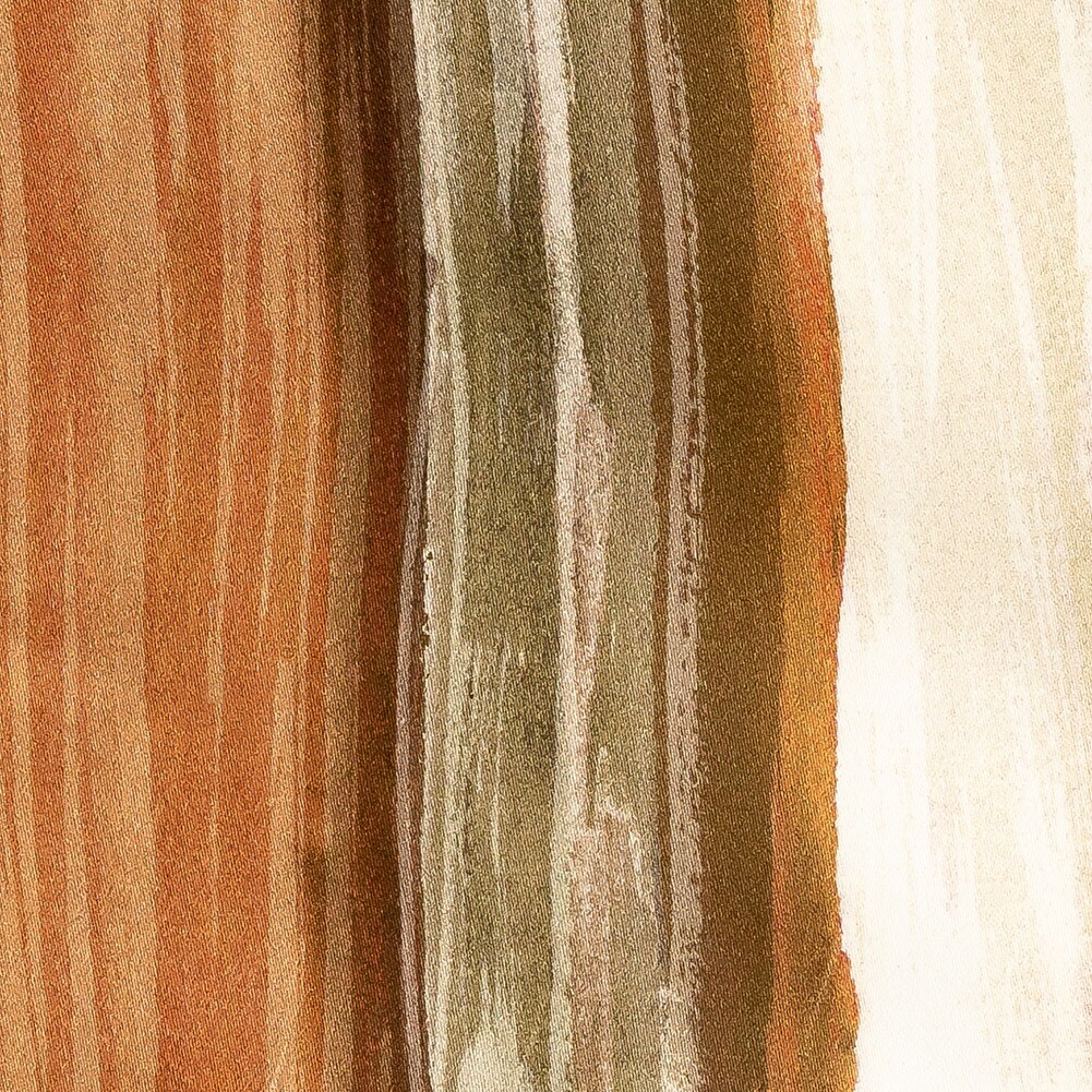 1 Yard Stretch Cotton Sateen Orange and Teal Painted Stripes Nilotic Wasteland Print Fabric