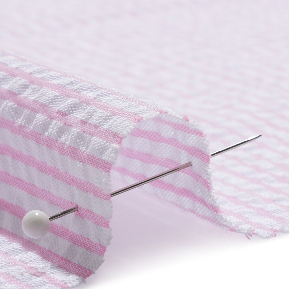 1 Yard Polyester and Cotton Seersucker Pink and White Candy Stripes