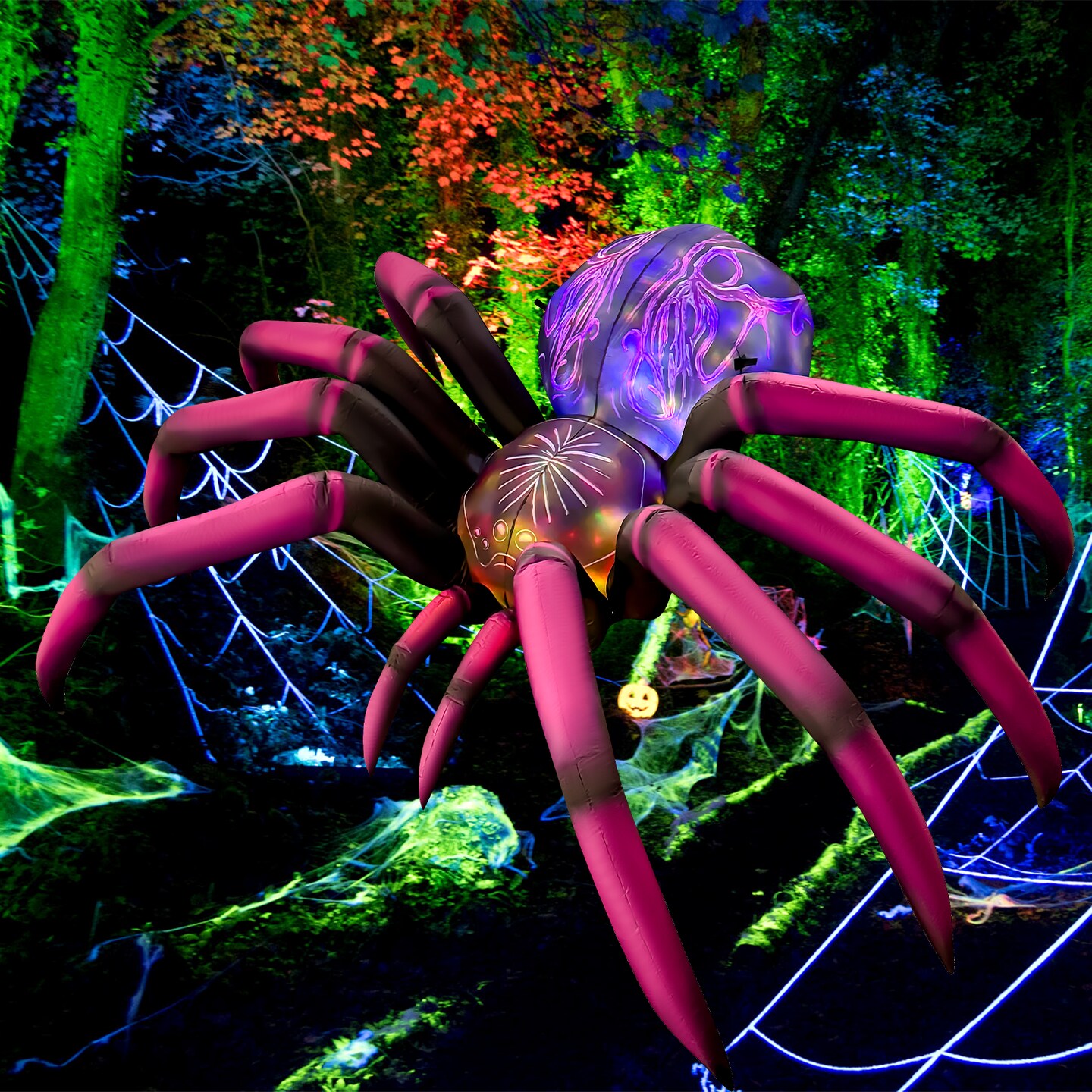 GOOSH 9FT Inflatable Halloween Spider &#x2013; Light-Up Creepy Yard Decoration