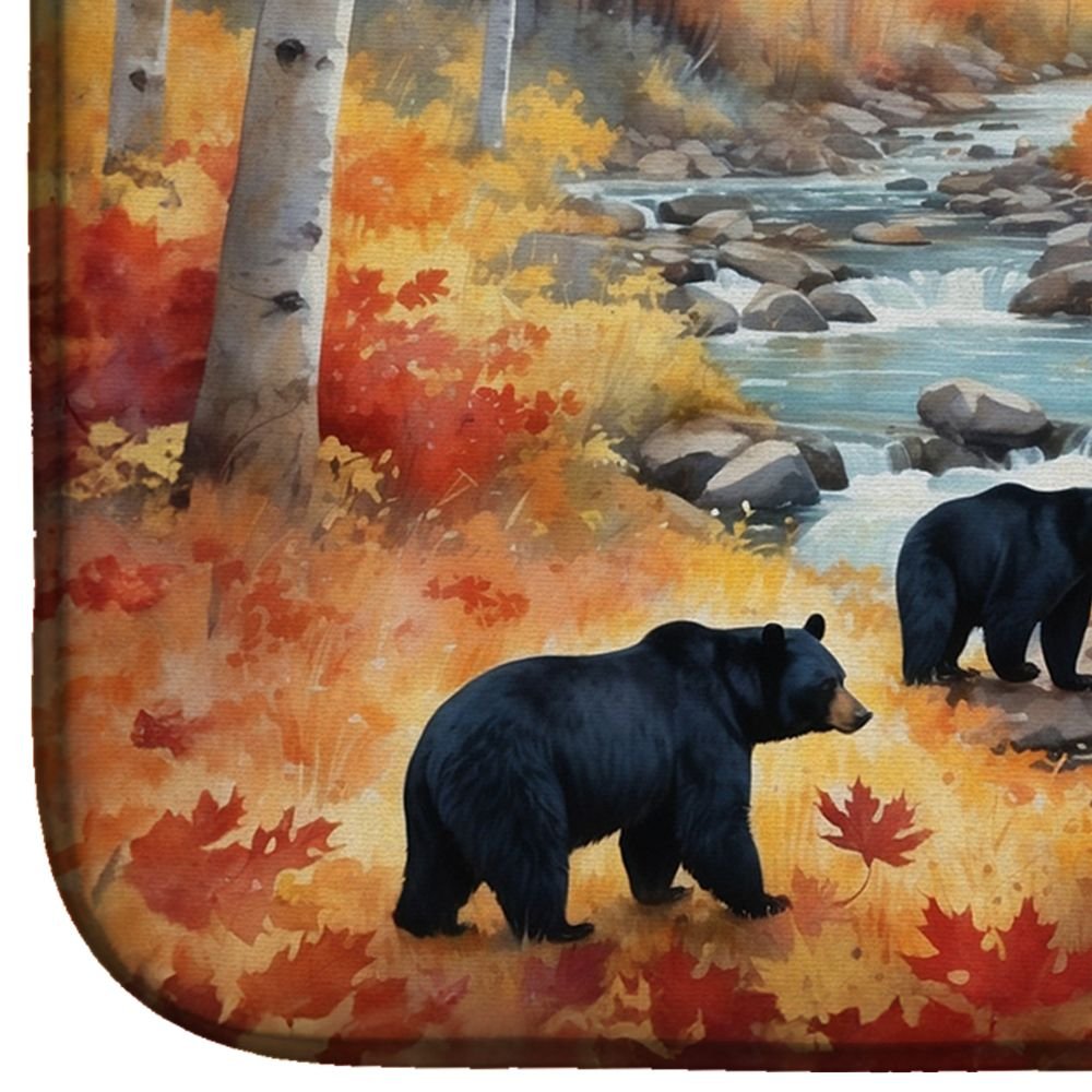 Edge Collections - 14" x 22" - Multicolor - Bears Autumn In The Woods Dish Drying Mat - 1 Piece