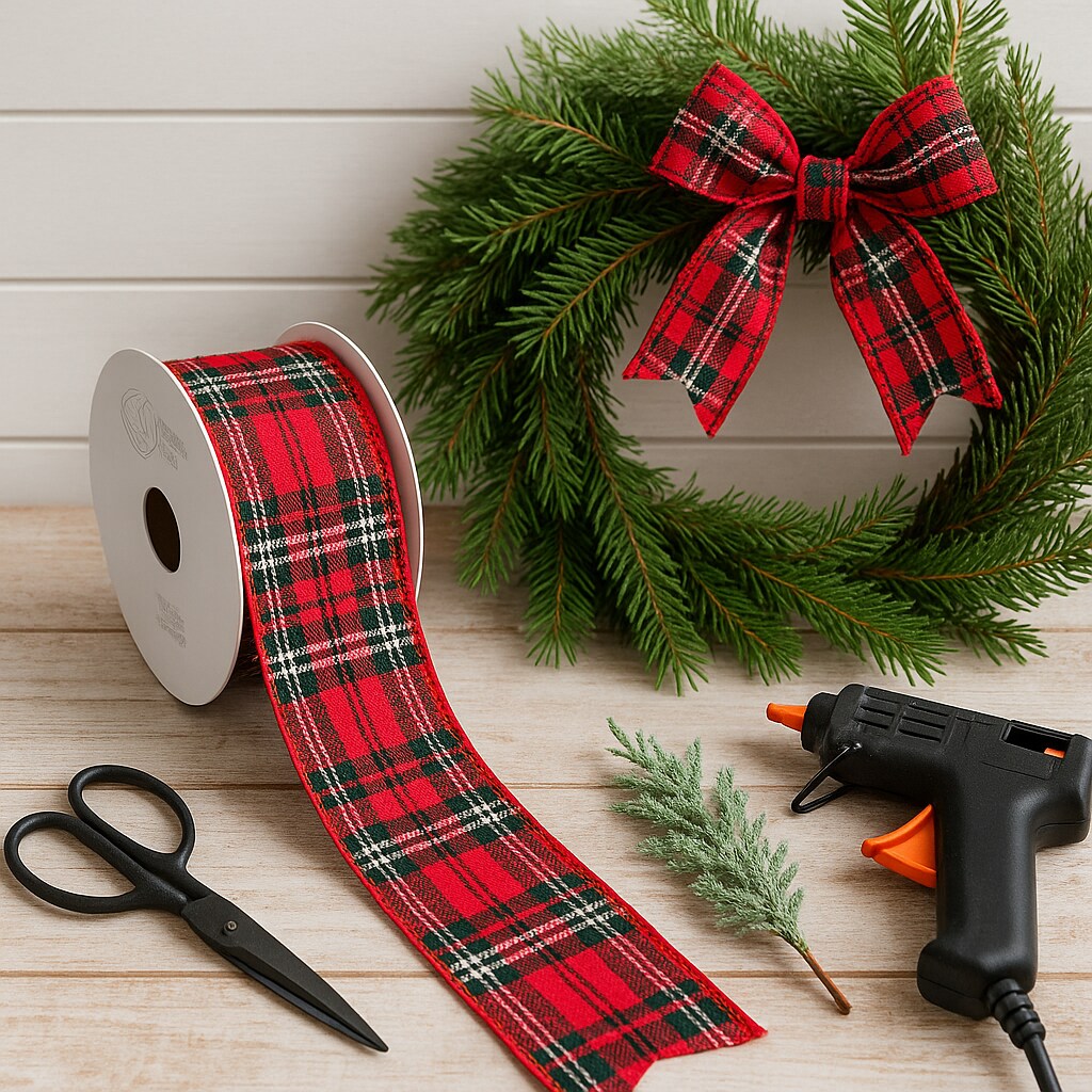 Designer&#x2019;s Shop Red &#x26; Green Tartan Plaid Wired Edge Ribbon &#x2013; 2.5&#x22; x 10 Yards &#x2013; Holiday Ribbon &#x2013; WR 63-5223