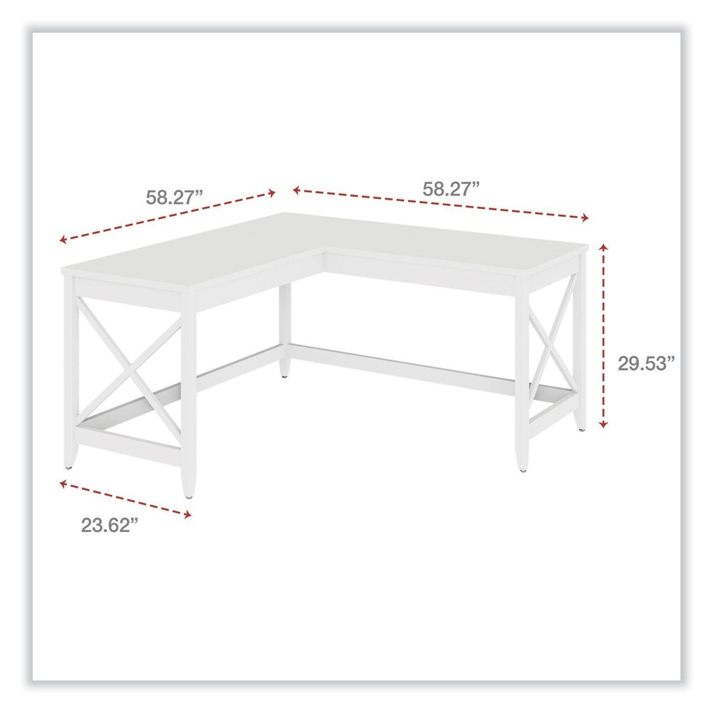Alera 58.27 in. x 58.27 in. x 29.53 in. L-Shaped Farmhouse Desk - White