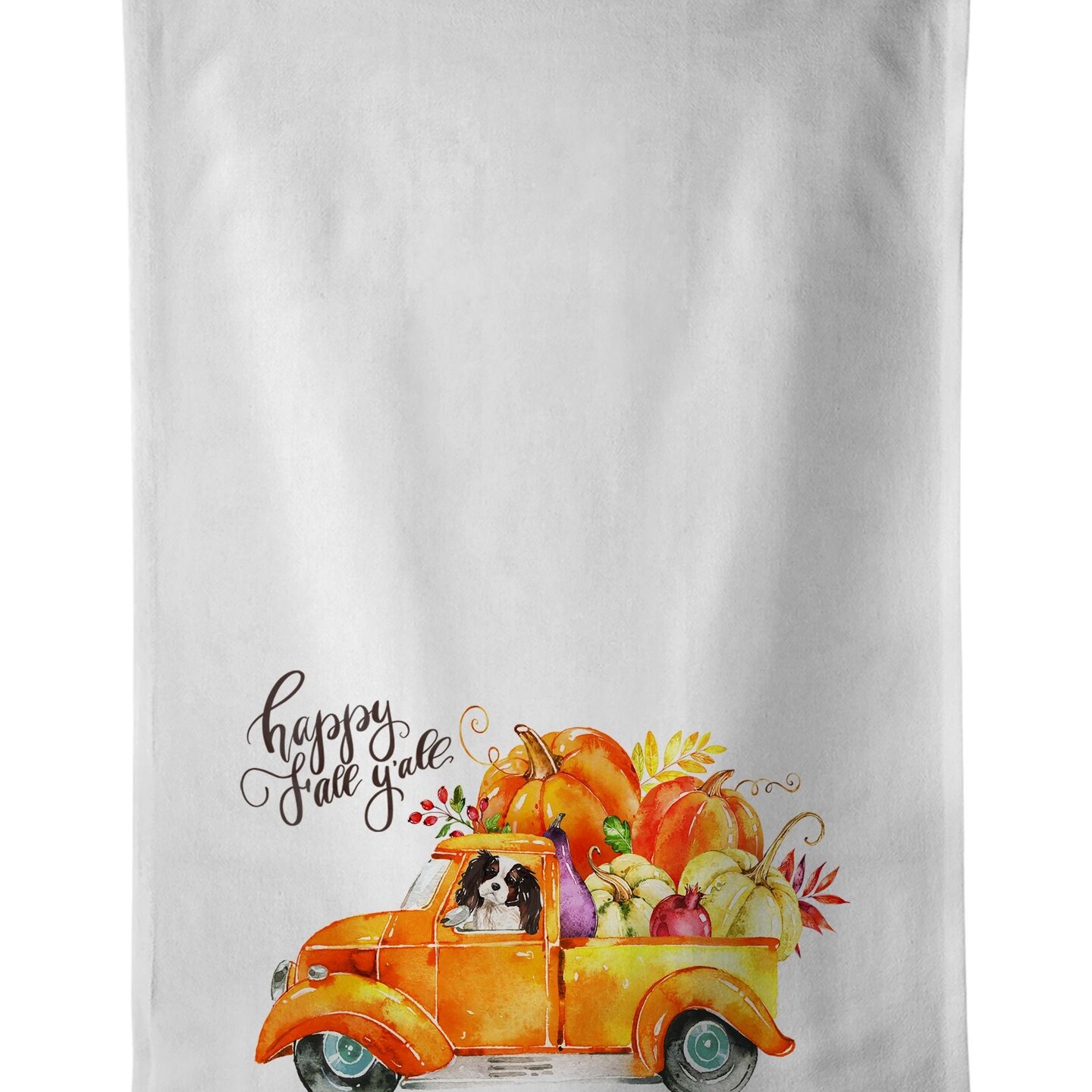 Edge Collections - 19" x 28" - White - Fall Harvest Tricolor Cavalier Spaniel Kitchen Towel - 2 Pieces