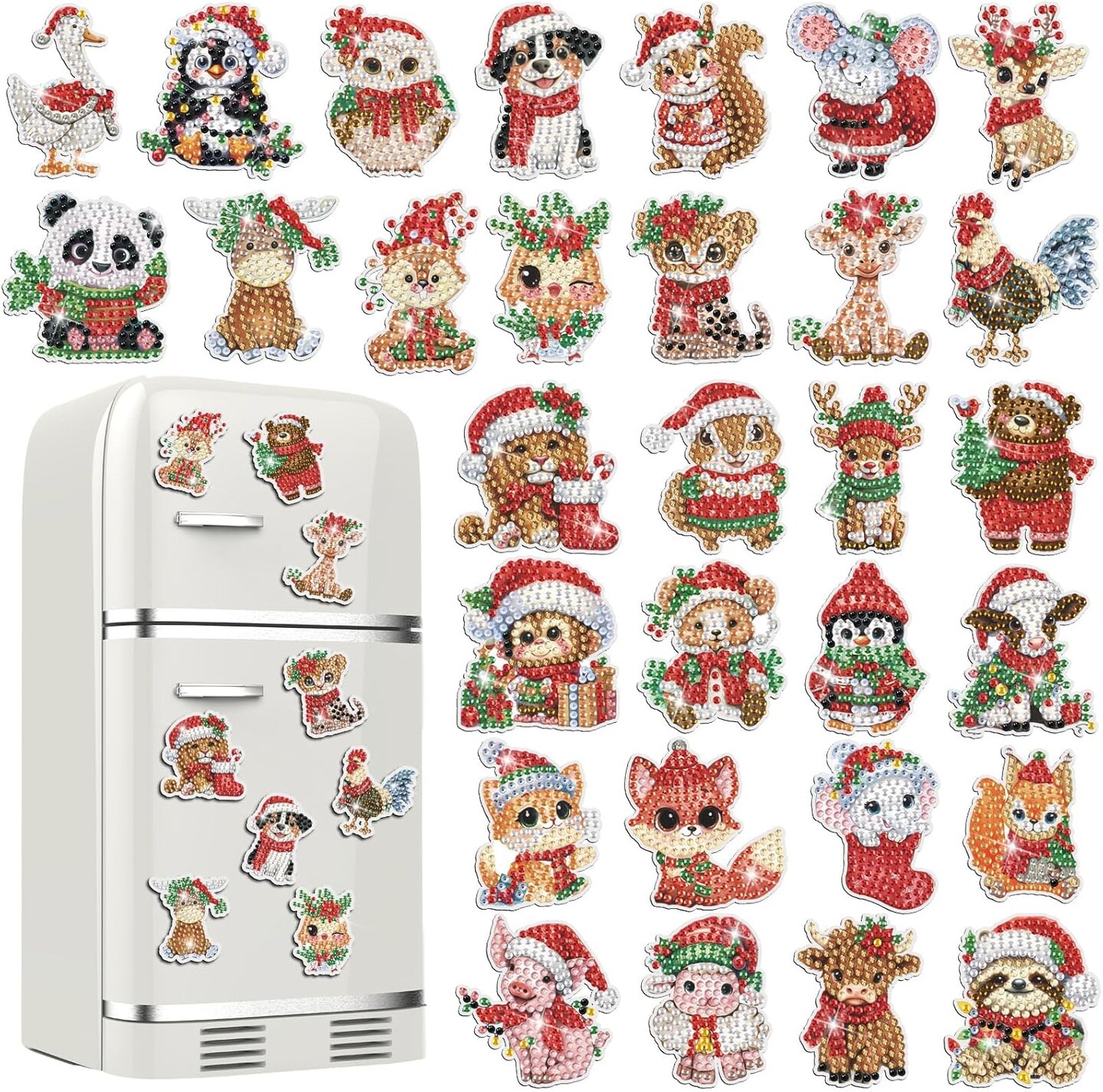 30 Pcs Christmas Diamond Painting Magnets Kits(Christmas)