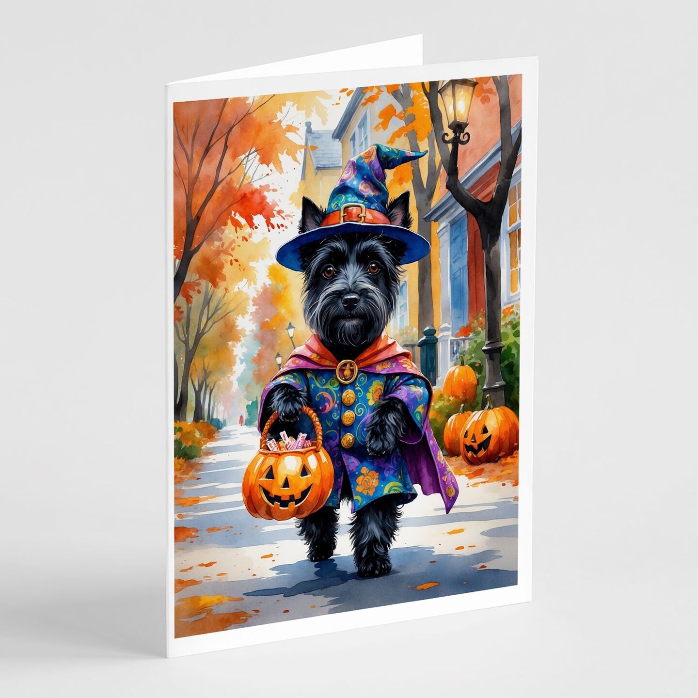 Edge Collections - 5" x 7" - Multicolor - Scottish Terrier Halloween Greeting Cards - 8 Pieces