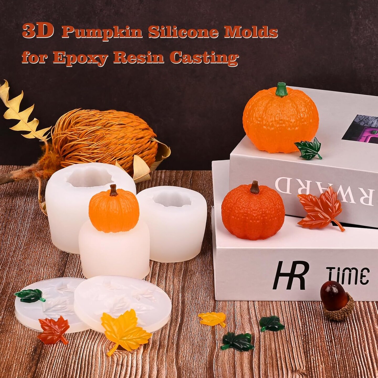 5 Pack Pumpkin Candle Molds, 3D Pumpkin Silicone Mold(Multicolor)