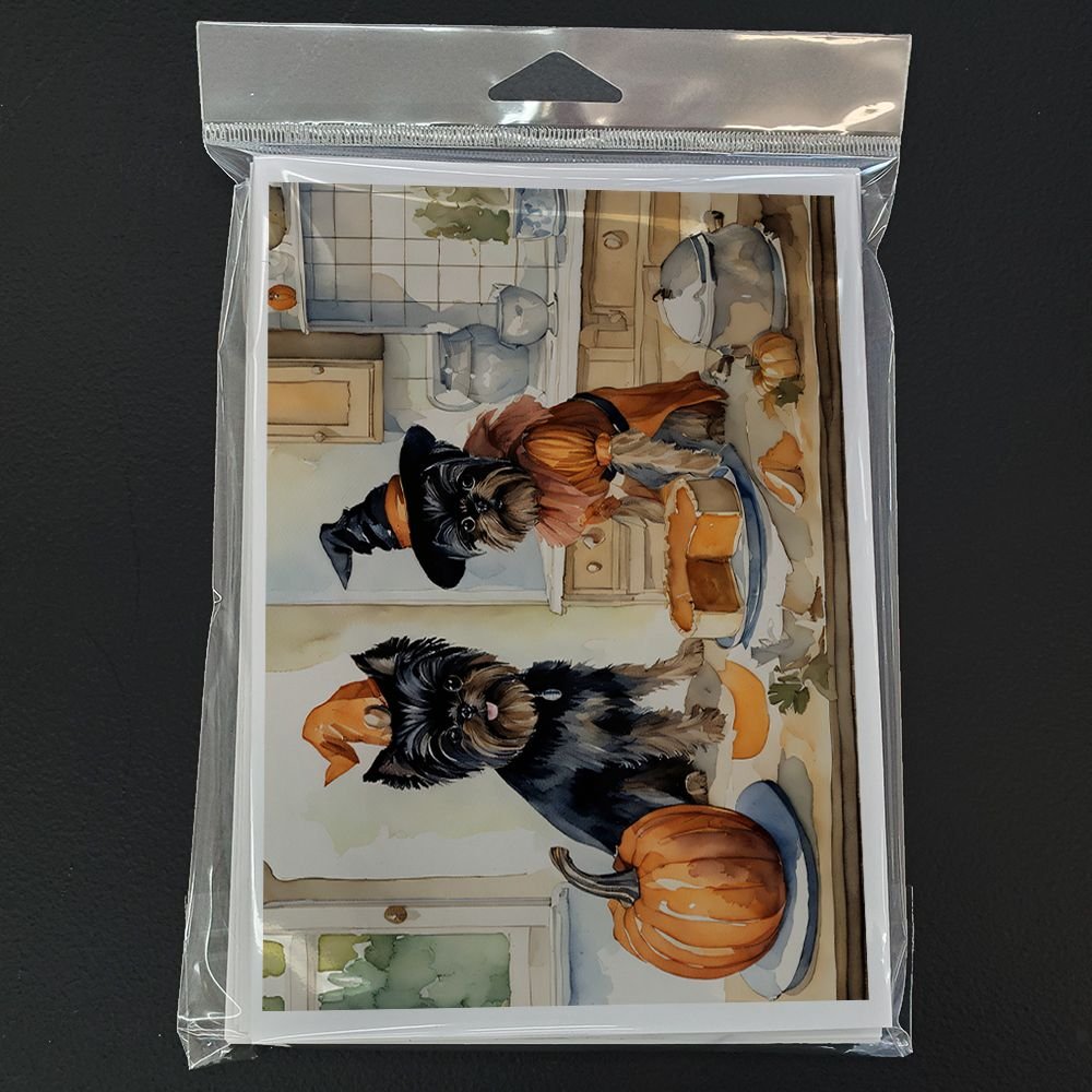 Edge Collections - 5" x 7" - Multicolor - Affenpinscher Fall Kitchen Pumpkins Greeting Cards - 8 Pieces