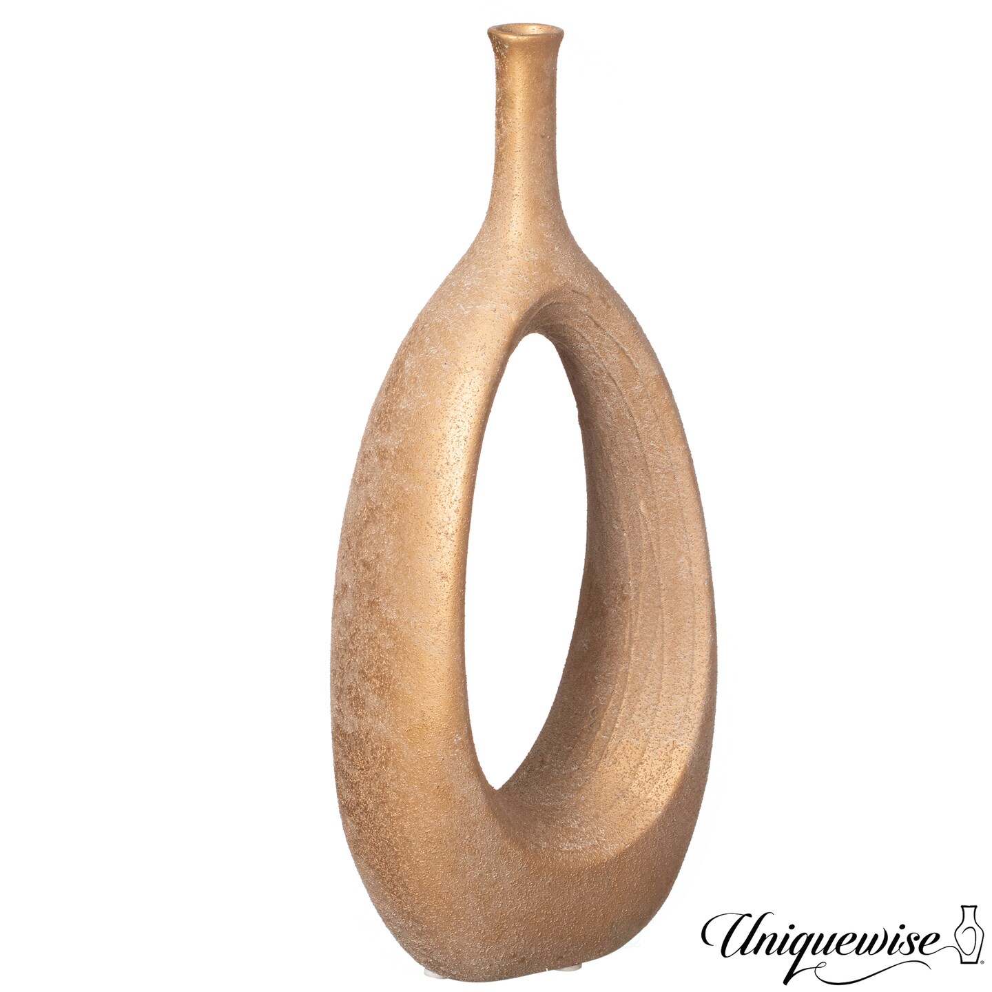 Uniquewise Fiberglass Floor Vases Modern Bohemian Ornamental Oval Design with Open Center for Entryway Living Room Bedroom Office Minimalist Home Decor Accent and Artistic Display Piece