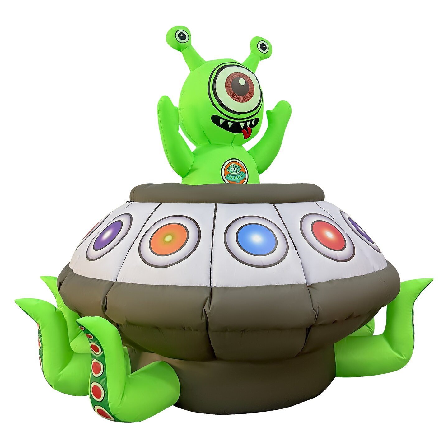 GOOSH 5.2FT Animated Inflatable Alien in UFO – Light-Up Halloween Yard Decoration