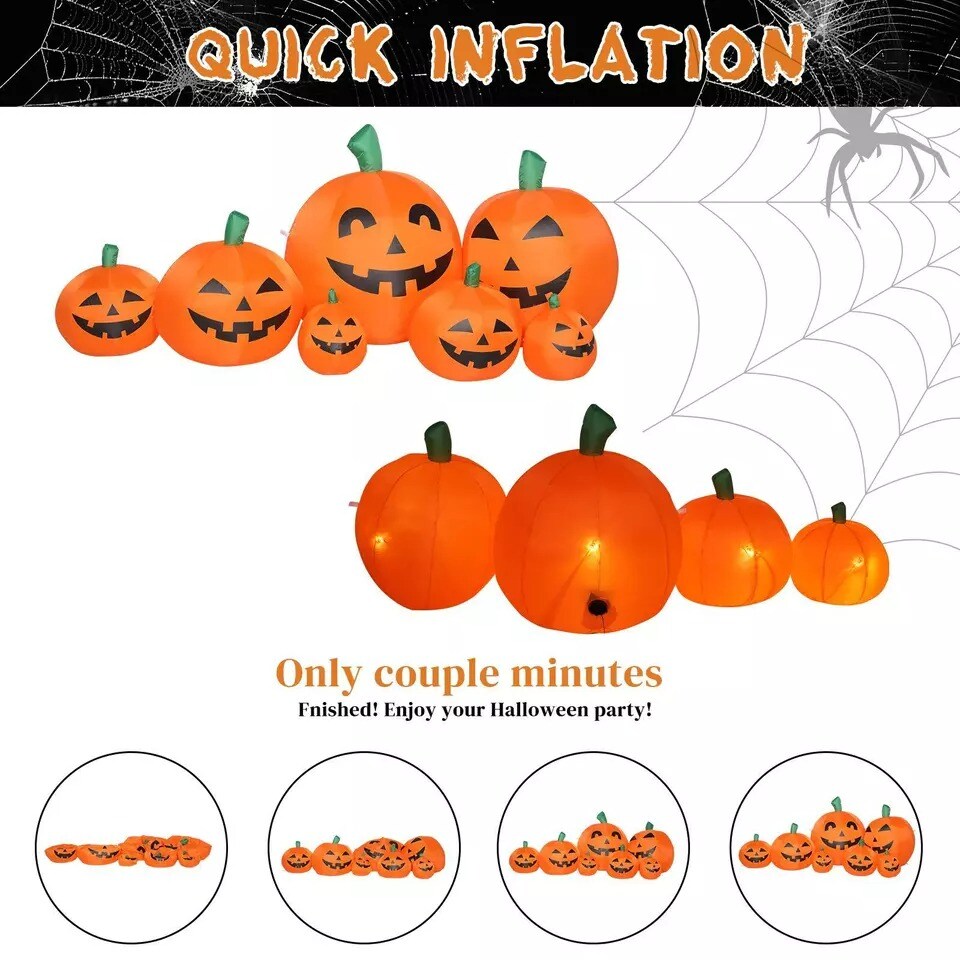 88&#x22; Outdoor Inflatable Pre Lit Pumpkin Halloween Blow up Party Decoration Yard