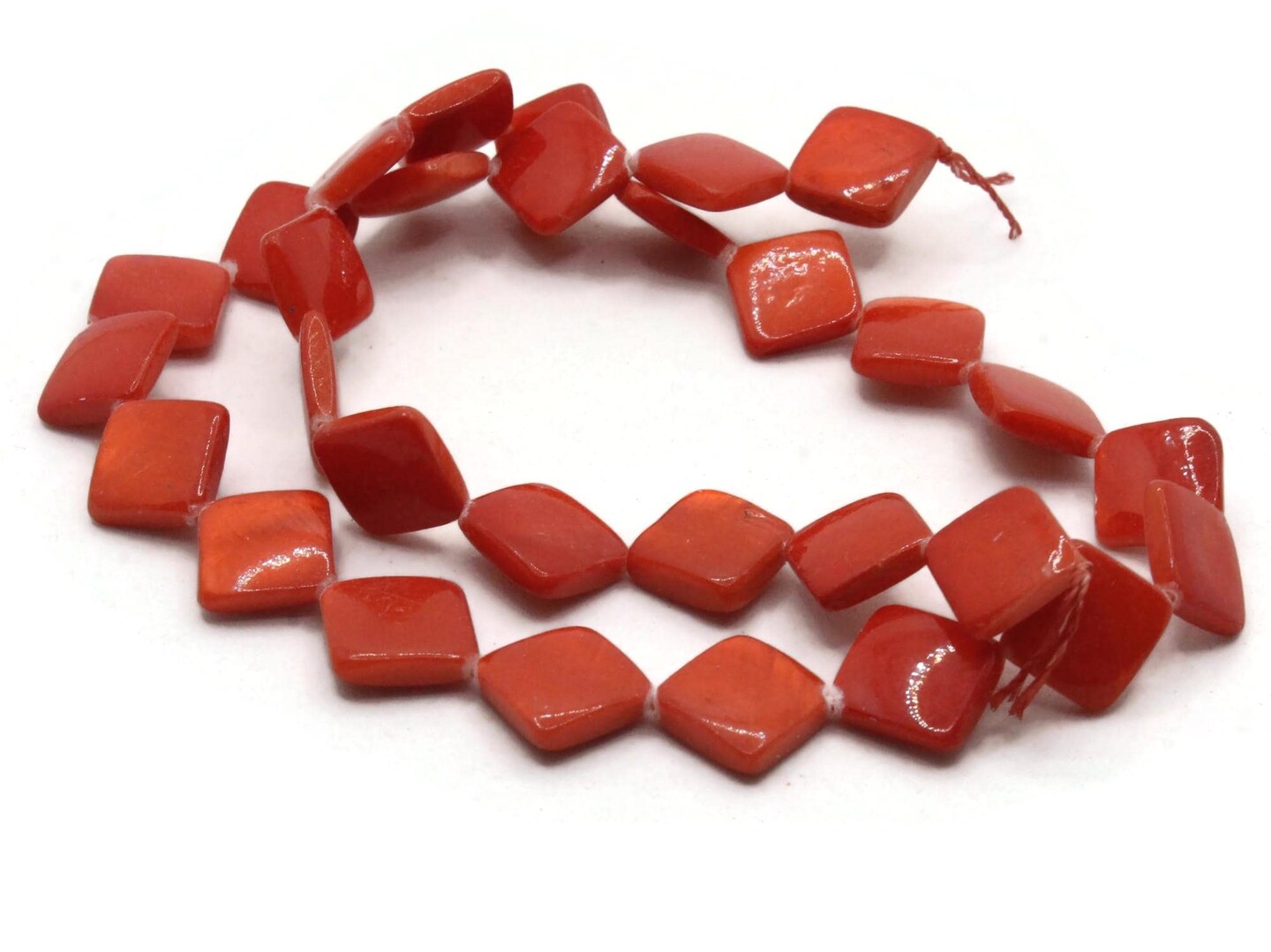 13mm Red Mother of Pearl Diamond Beads Full 15 Inch Strand