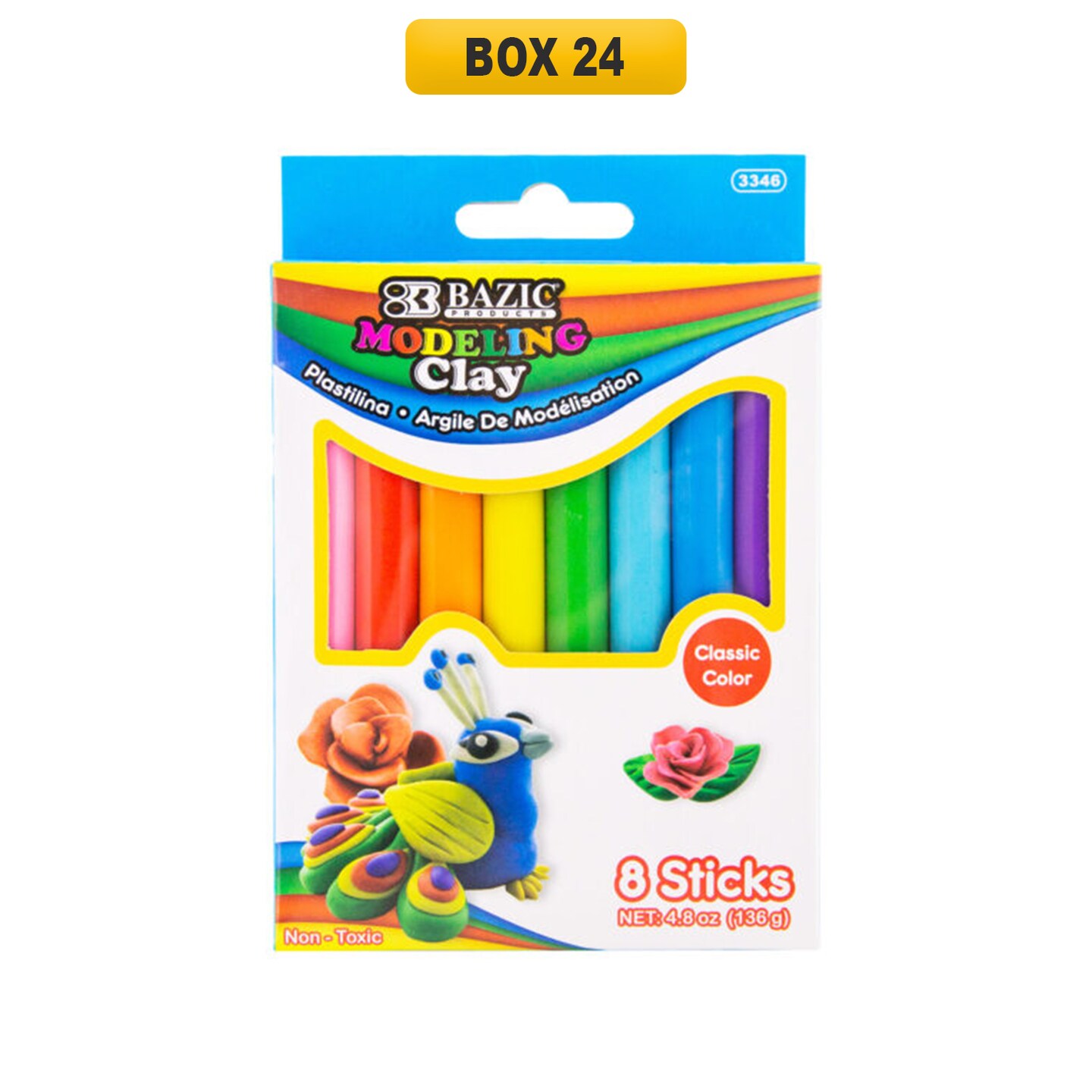 Bazic&#xAE; 4.8 oz 136g 8 Primary Color Modeling Clay Sticks