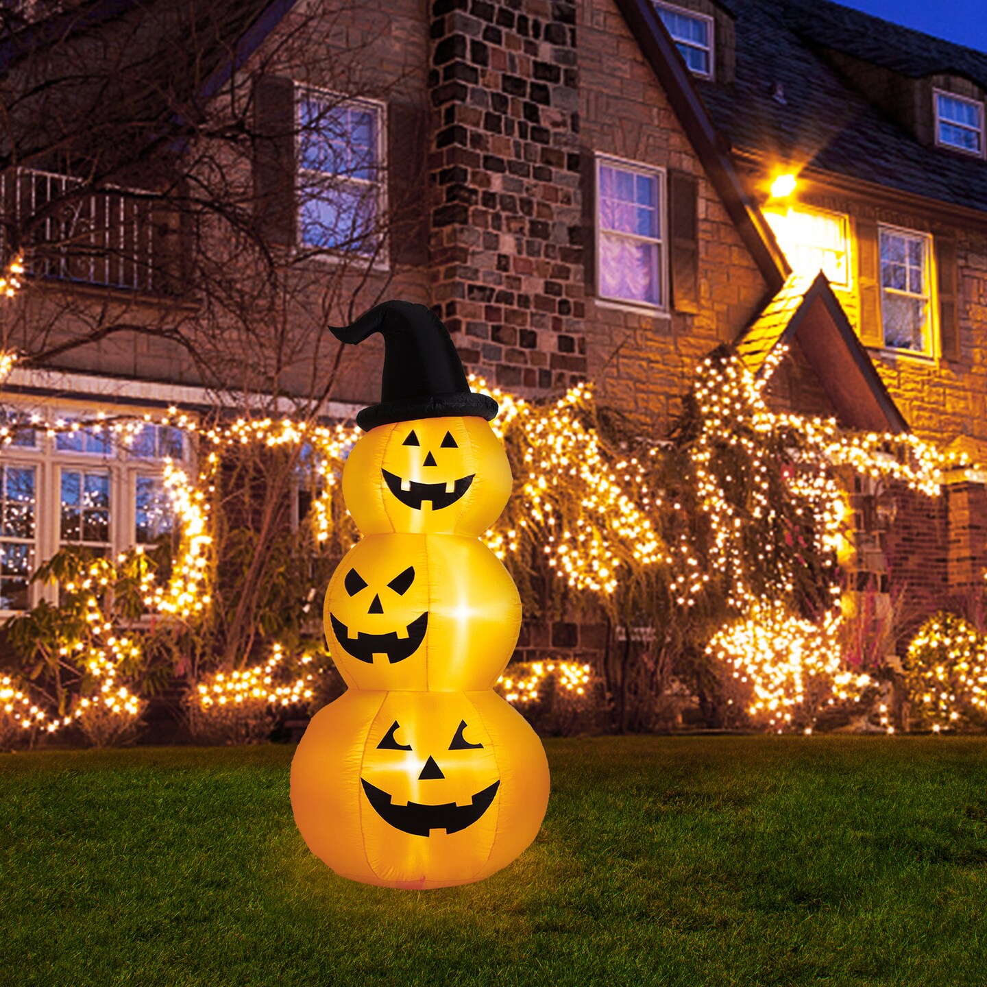 8FT Lighted Inflatable Stacked Jack-O-Lantern Pumpkins Decor | Michaels