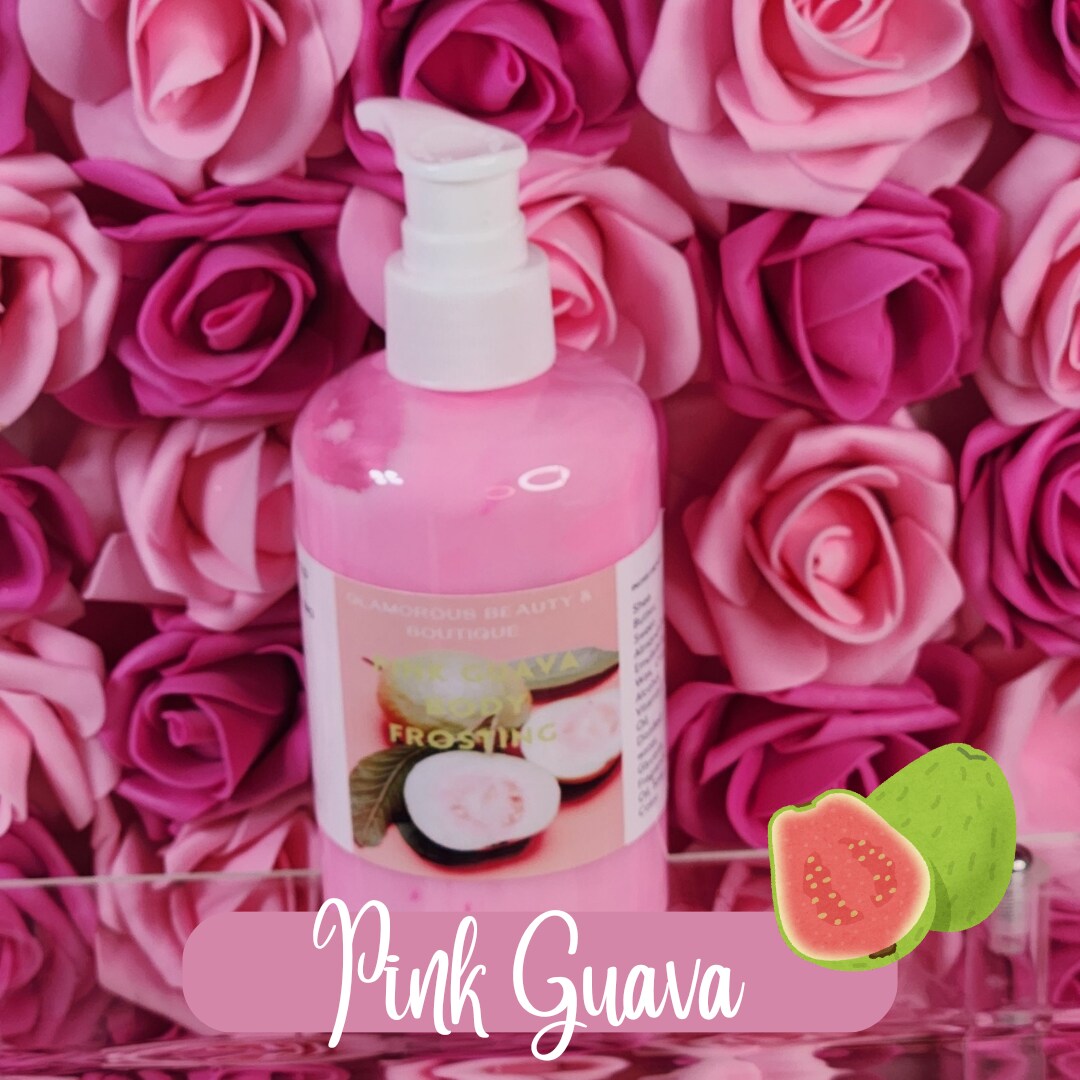 Pink Guava Whipped Cocoa Butter Moisturizer. Handmade Cocoa Butter Body