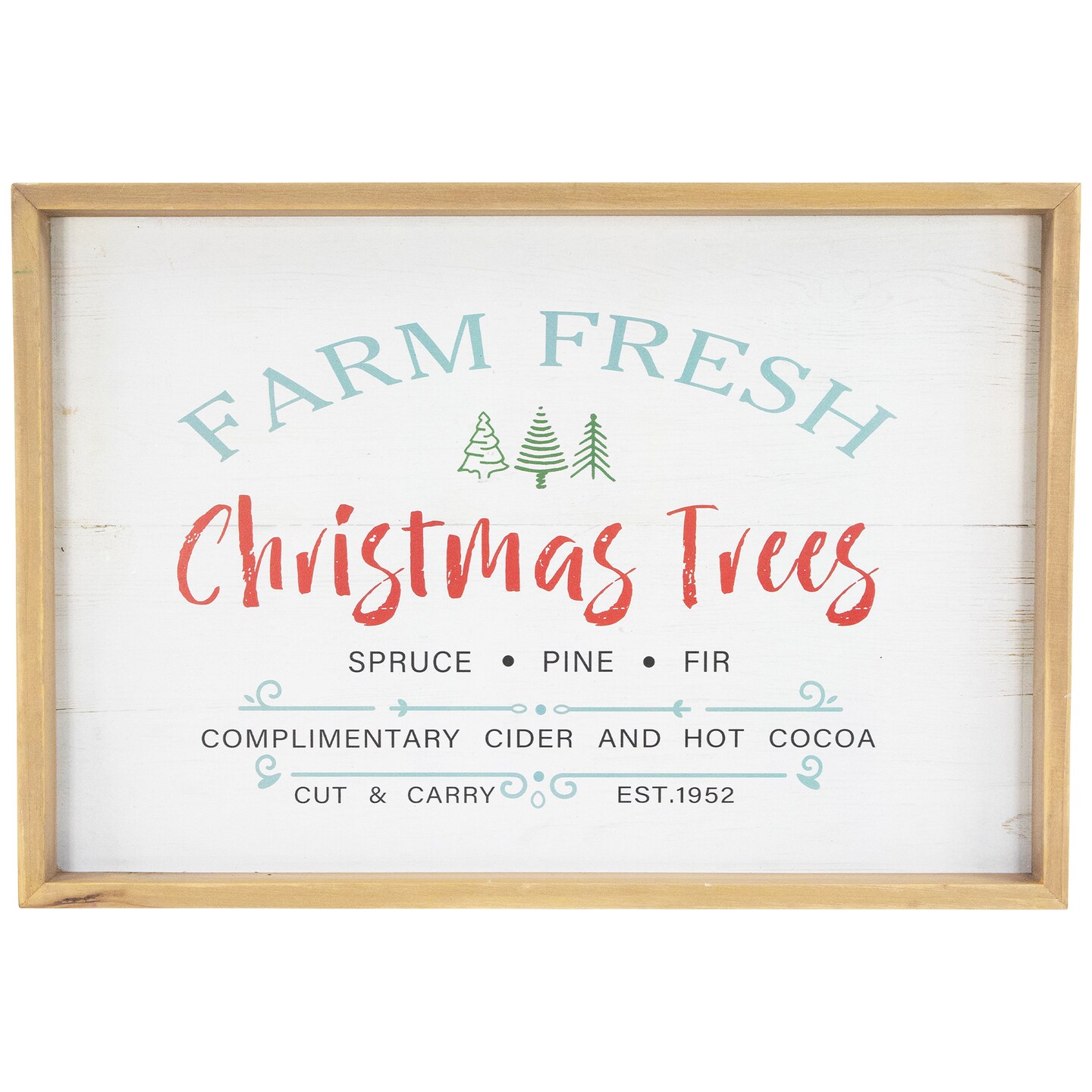 Northlight Framed &#x22;Farm Fresh Christmas Trees&#x22; Wooden Wall Sign - 18.75&#x22; x 13&#x22;
