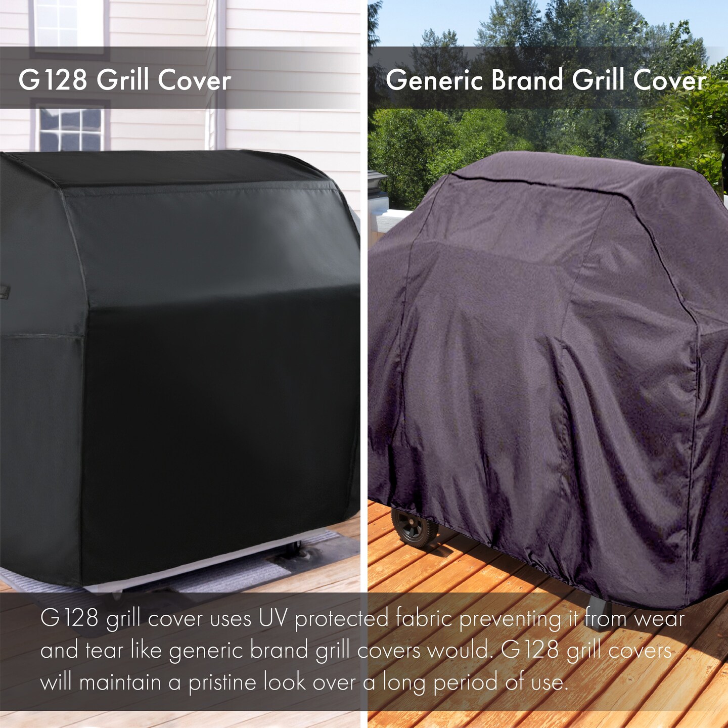 G128 Black Grill Cover | 58 inch | Gas Grill Cover Waterproof, UV Resistant BBQ Grill Cover, Fits Most Brands of Grills