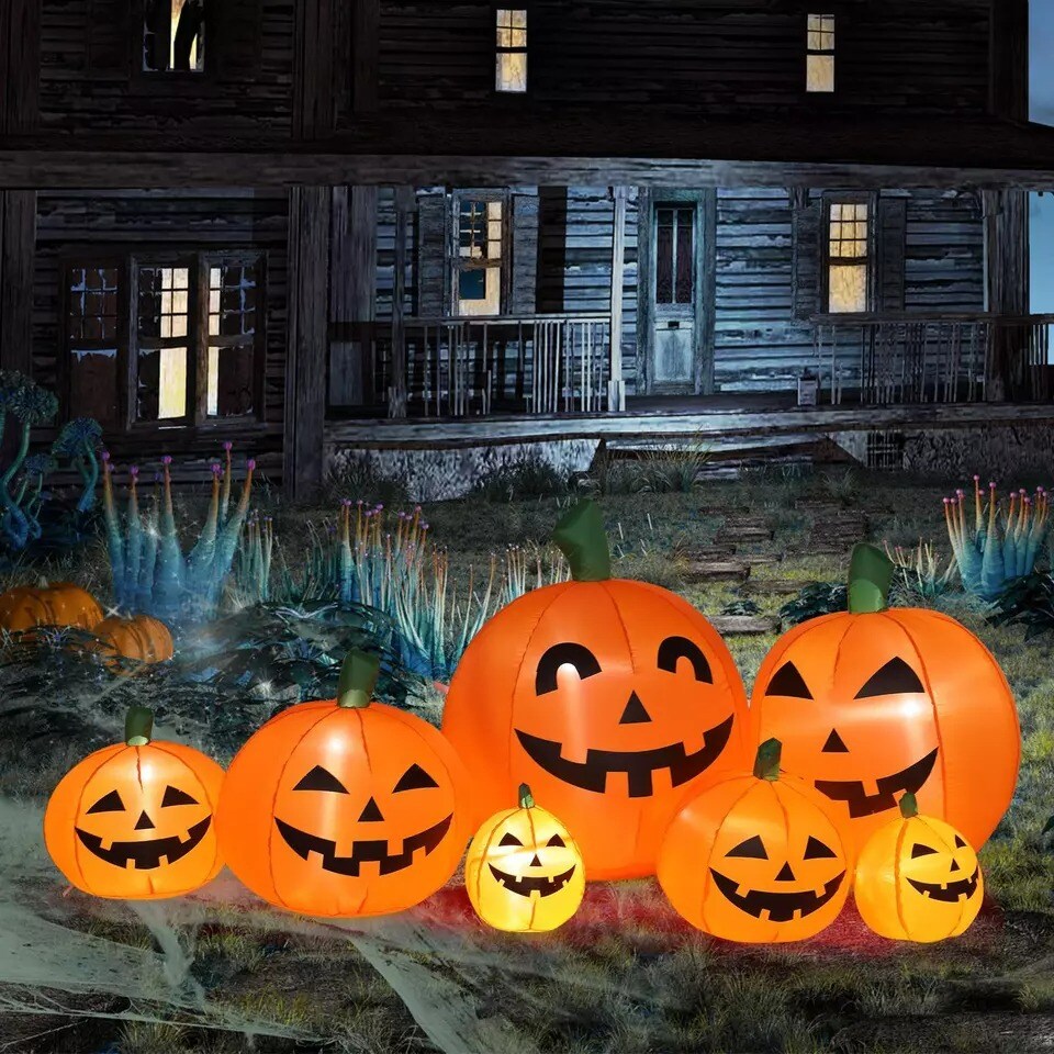 88&#x22; Outdoor Inflatable Pre Lit Pumpkin Halloween Blow up Party Decoration Yard