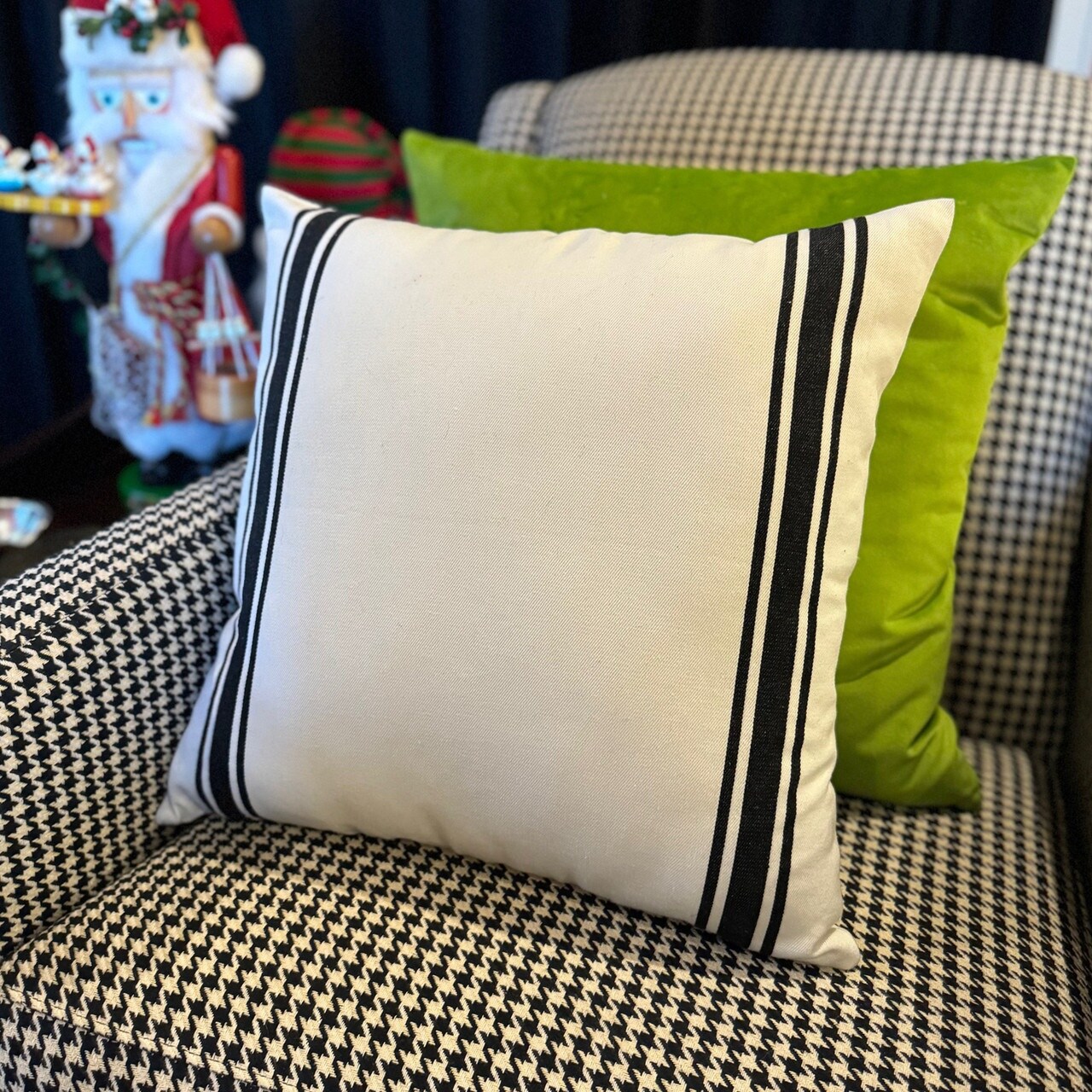 Grain Sack Pillow Cover - 100% Cotton Twill-Natural Black Stripe