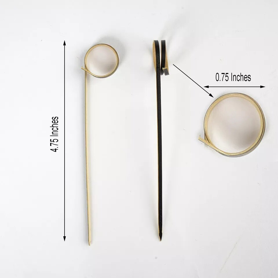 100 pcs 5" long Black Natural Bamboo Wedding Skewers Picks Wedding Party