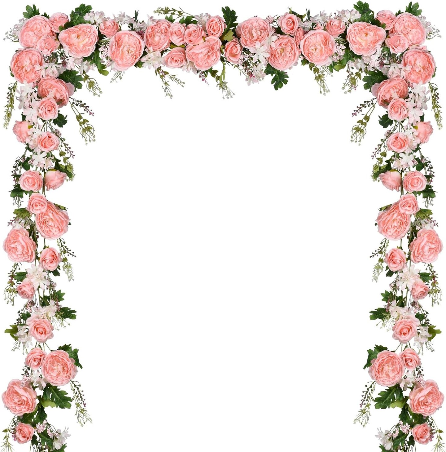 Artificial Peony Flower Garland 6ft Silk Rose Flower Vine Garland Floral Greenery Garland for Wedding Party Table Decoration Pink