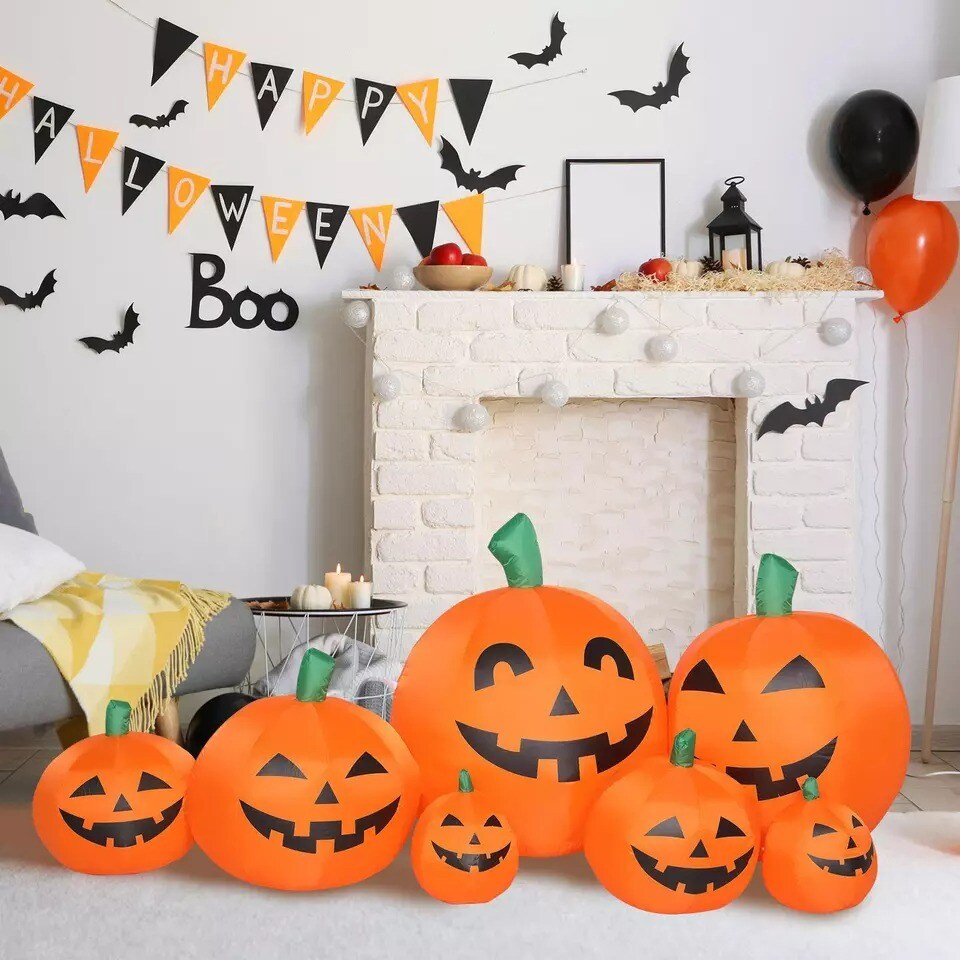 88&#x22; Outdoor Inflatable Pre Lit Pumpkin Halloween Blow up Party Decoration Yard