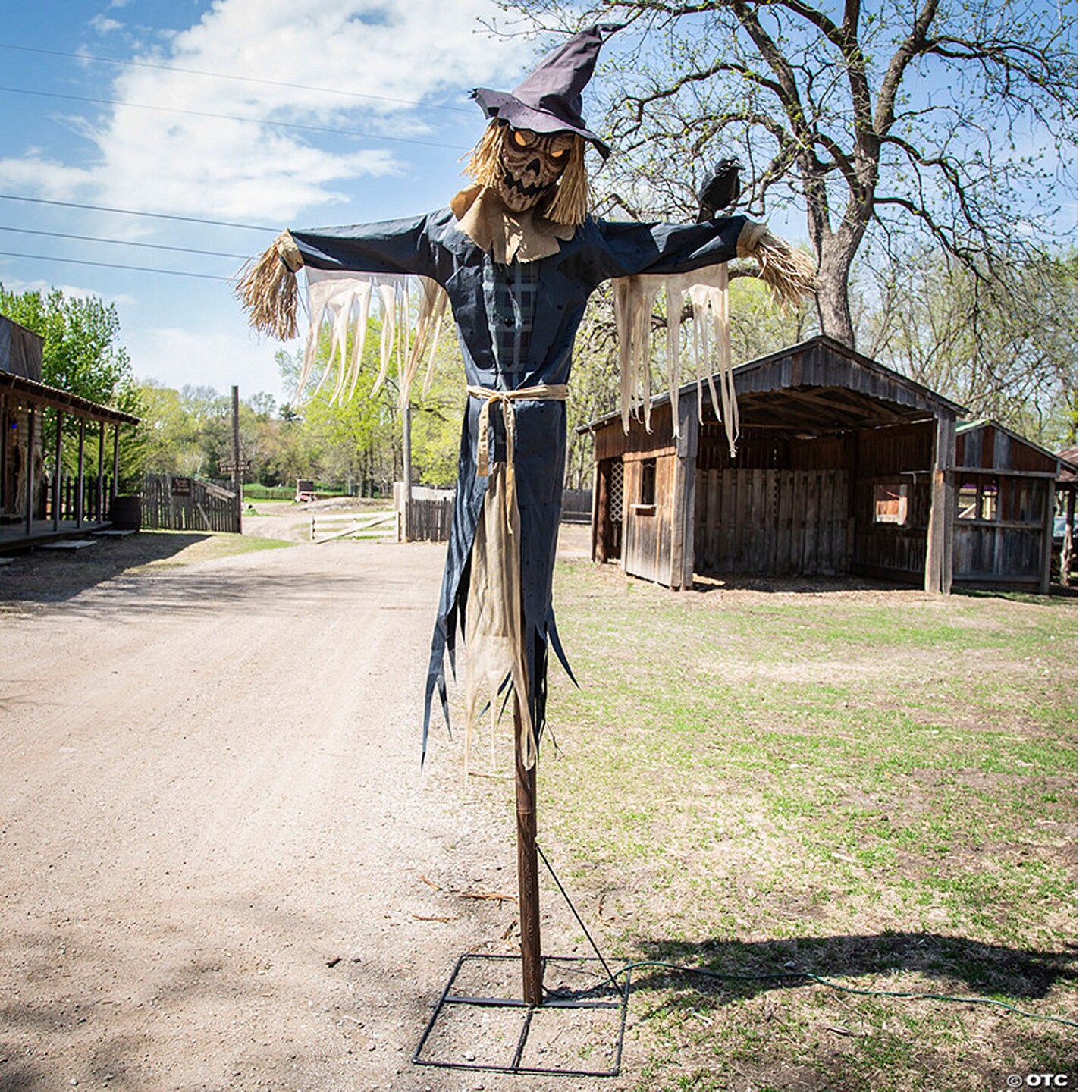 Simplified Staked Scarecrow Animated Halloween Prop 96&#x22;
