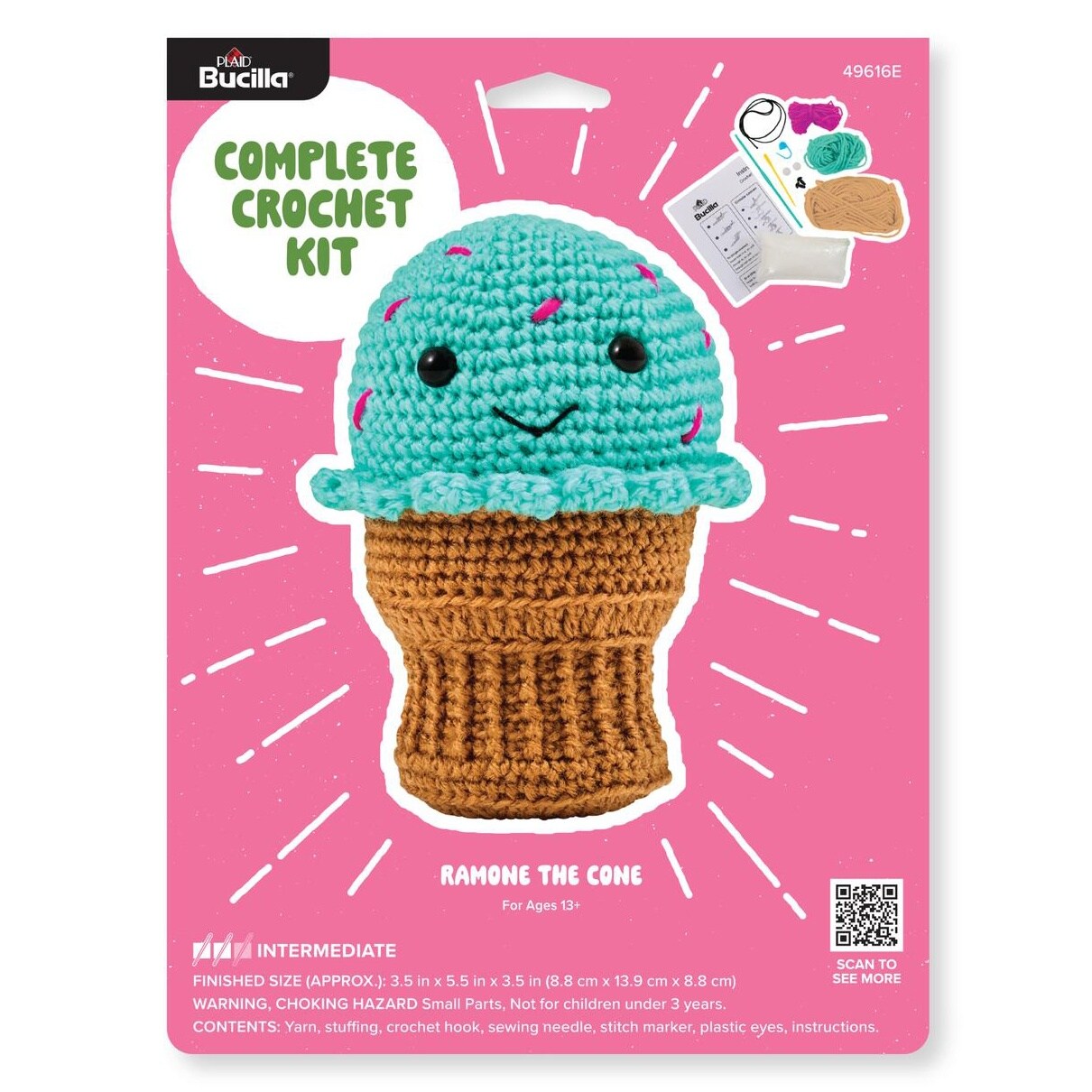 Bucilla Amigurumi Kit-5&#x22; - Ice Cream Cone