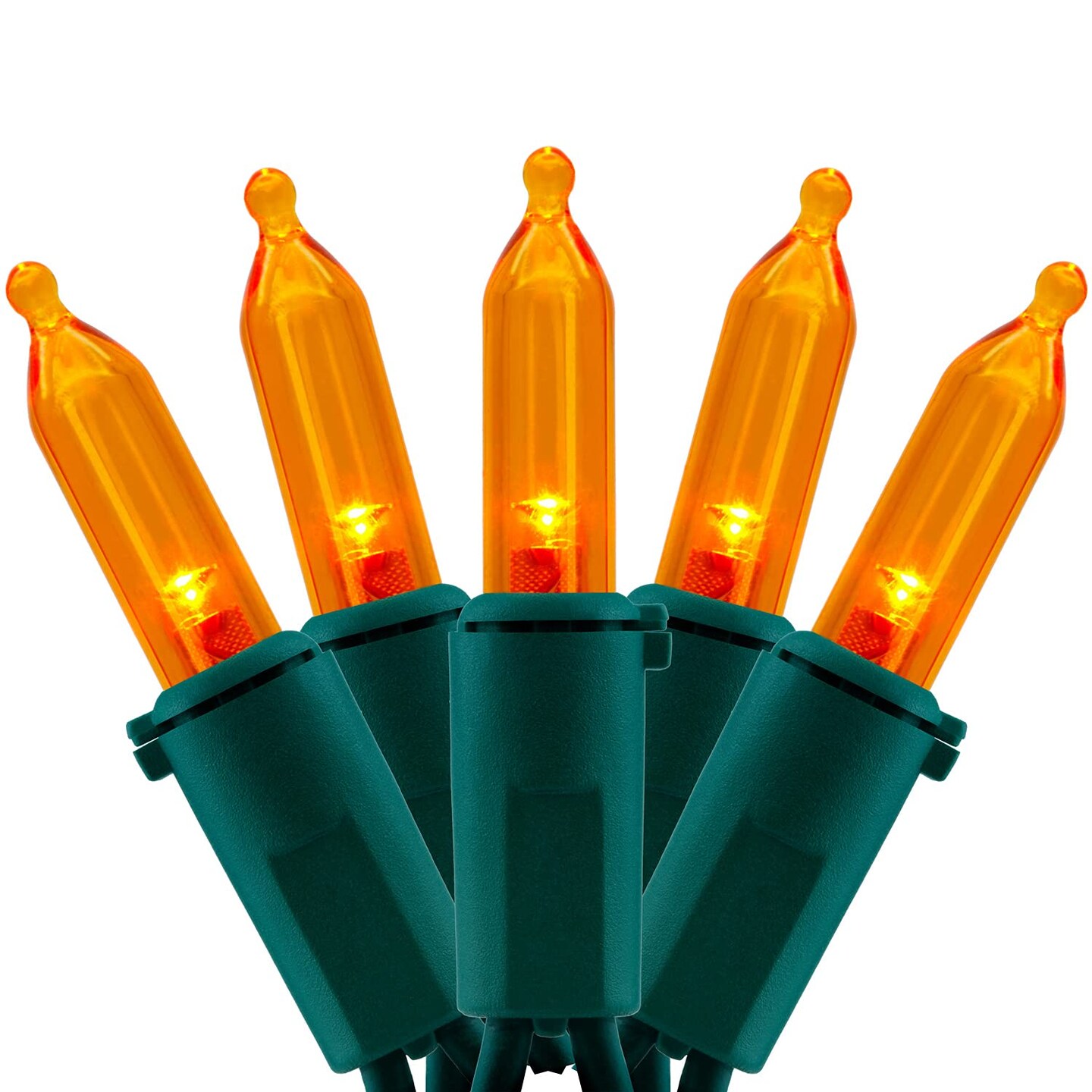 YULETIME Orange LED Christmas Lights with Green Wire 66 Feet 200 Count