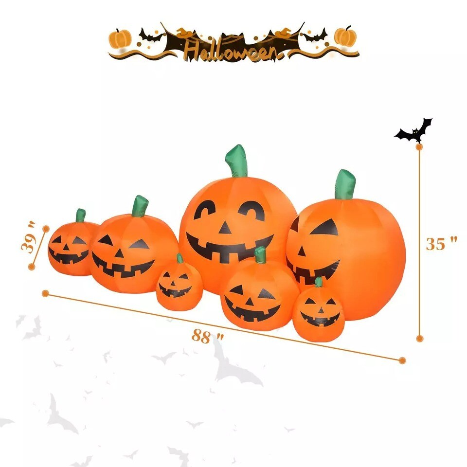 88&#x22; Outdoor Inflatable Pre Lit Pumpkin Halloween Blow up Party Decoration Yard