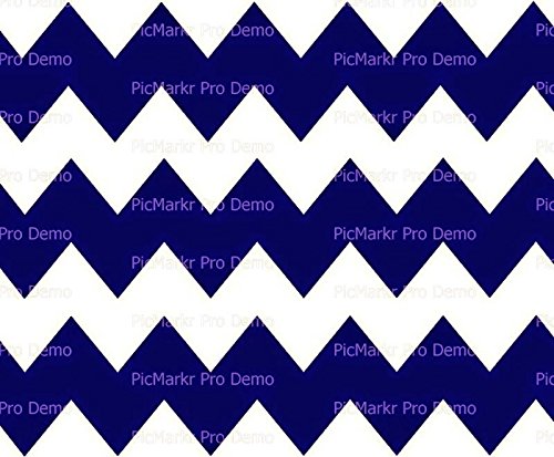 8&#x22; Round Cake - Navy Blue Large Chevron Background Birthday - Edible Cake or Cupcake Topper - D10040