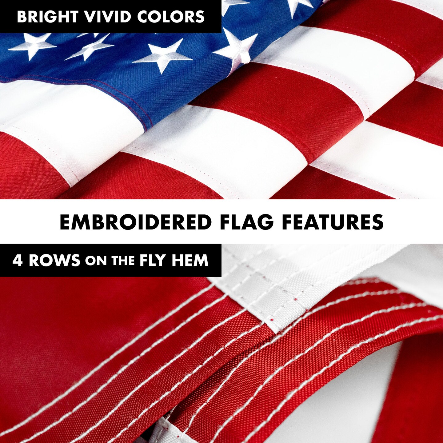 G128 - 6 Feet Tangle Free Spinning Flagpole (White) USA Double Sided Brass Grommets Embroidered 3x5 ft (Flag Included) Aluminum Flag Pole